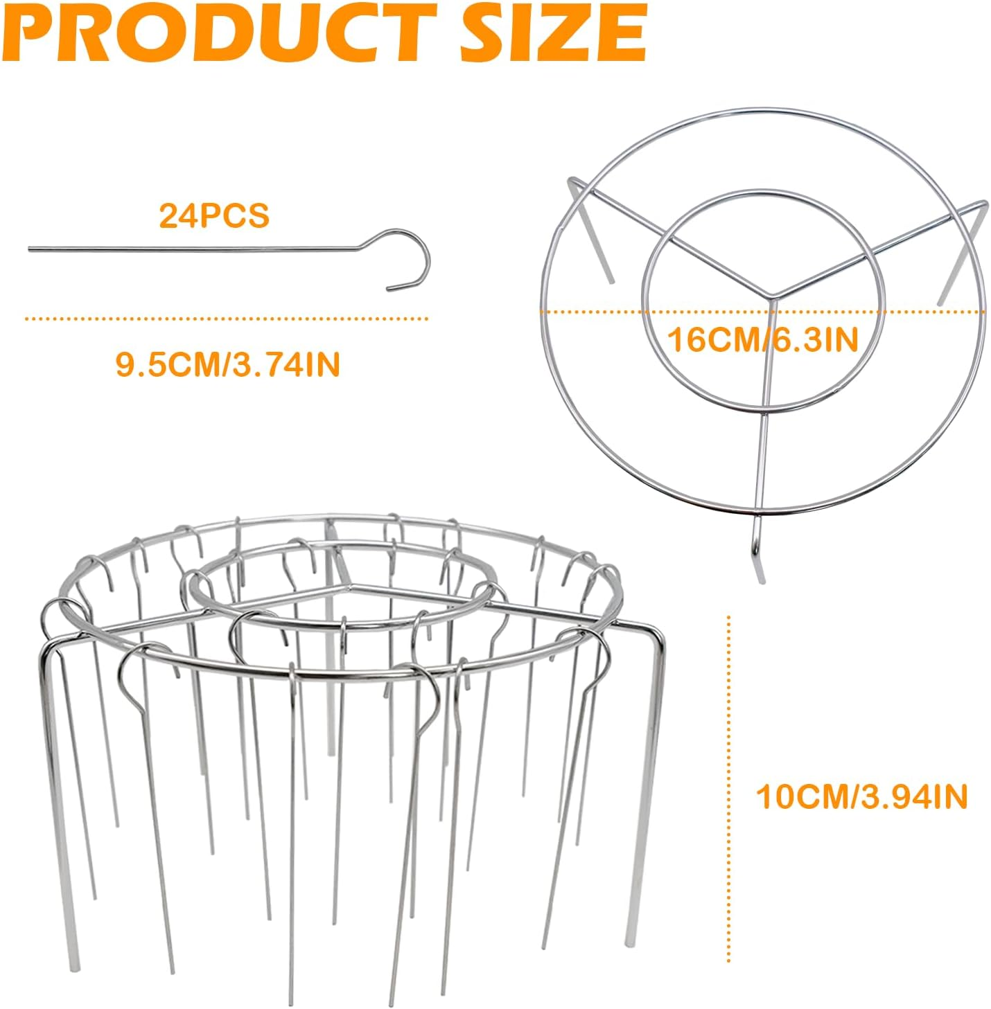 Grillrost-Set mit 24 Spießen, 9,5 cm lang, und einem 16 cm breiten Rost.