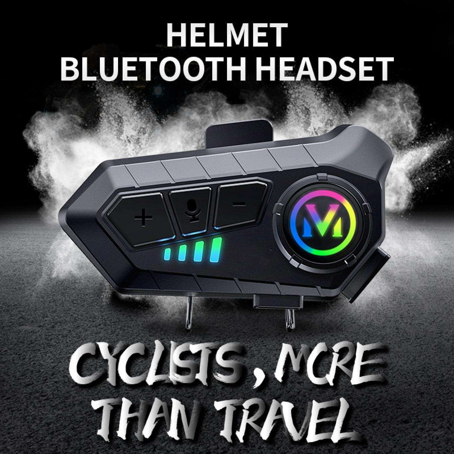 Helm-Bluetooth-Headset mit farbiger "M"-Anzeige und LEDs.
