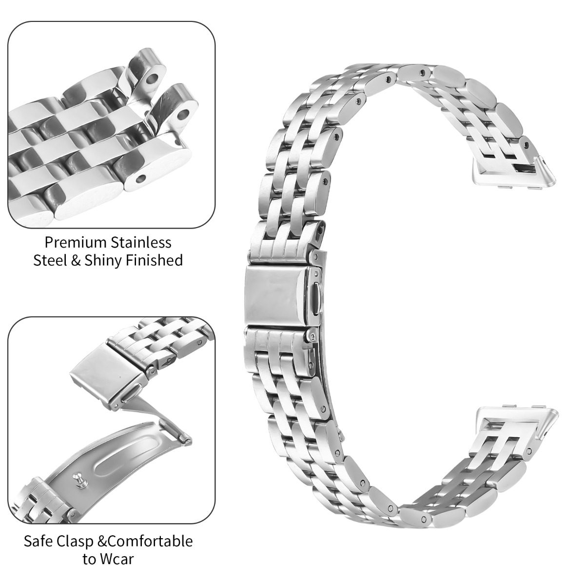 Glänzendes Edelstahl-Armband mit sicherem Verschluss.