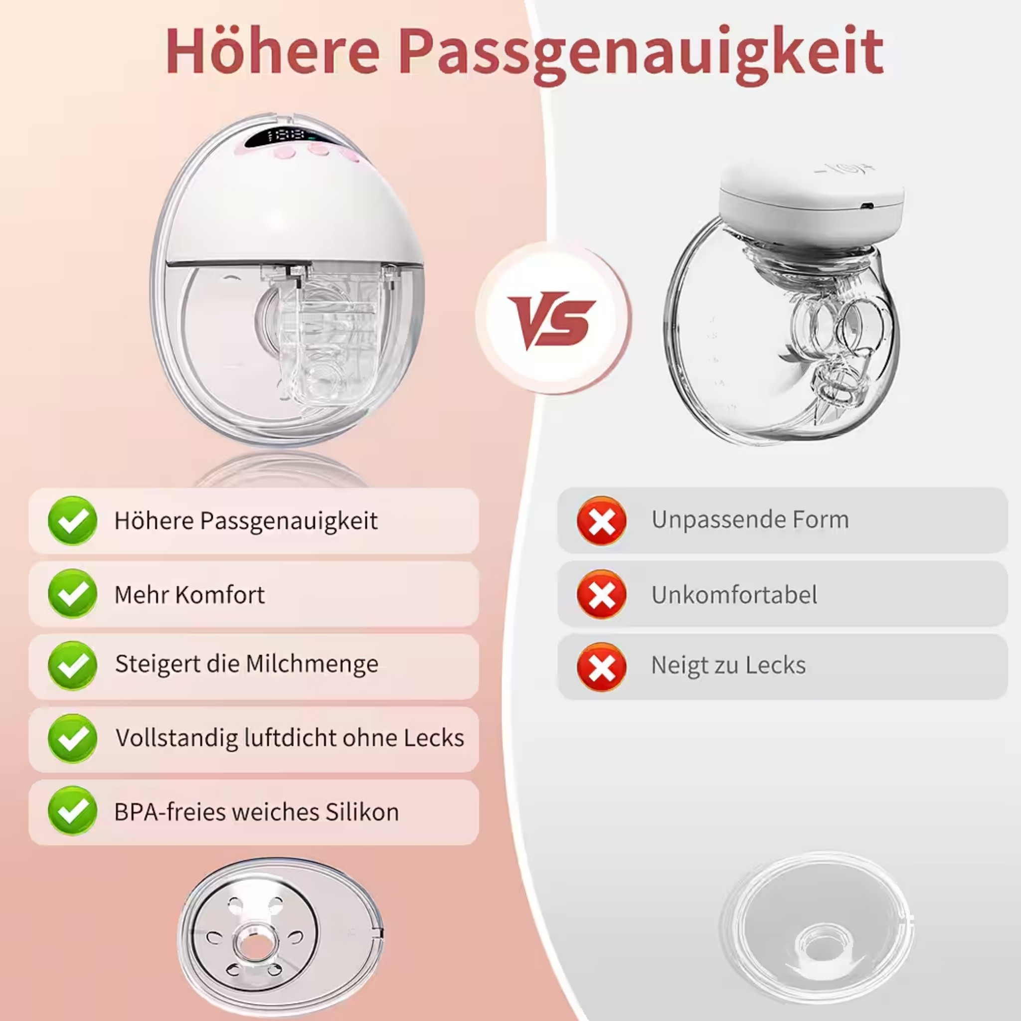 Vergleich von zwei Milchpumpen mit Vor- und Nachteilen.
