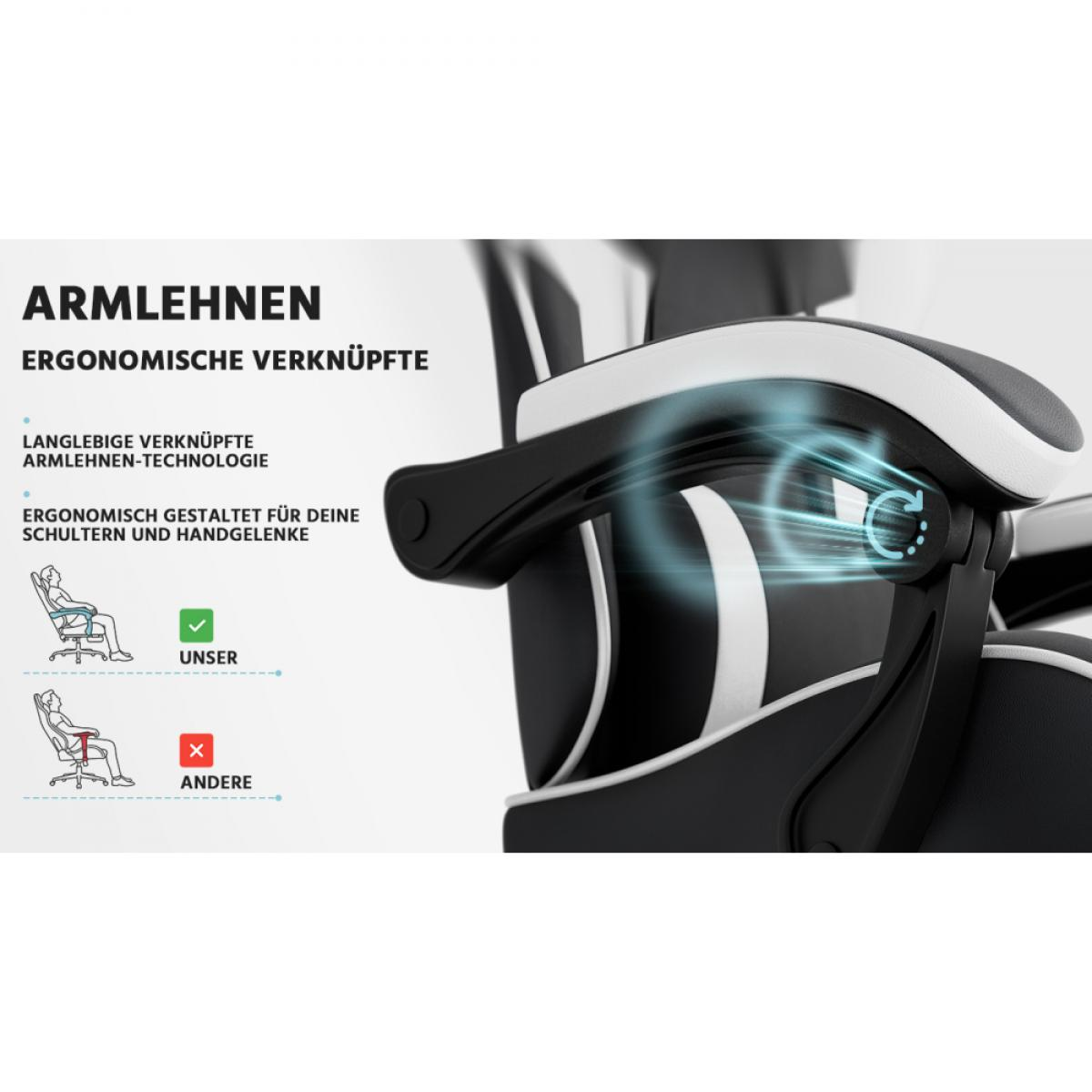 Ergonomische Armlehnen mit langlebiger Technologie für Schultern und Hände.