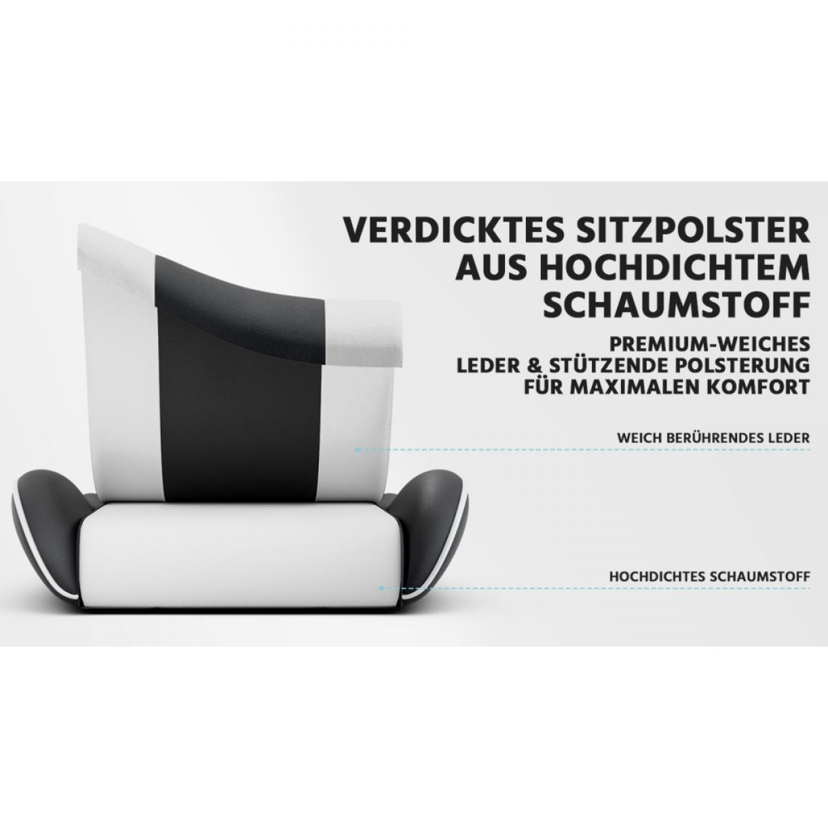 Ein schwarzes und weißes Polster mit Text.
