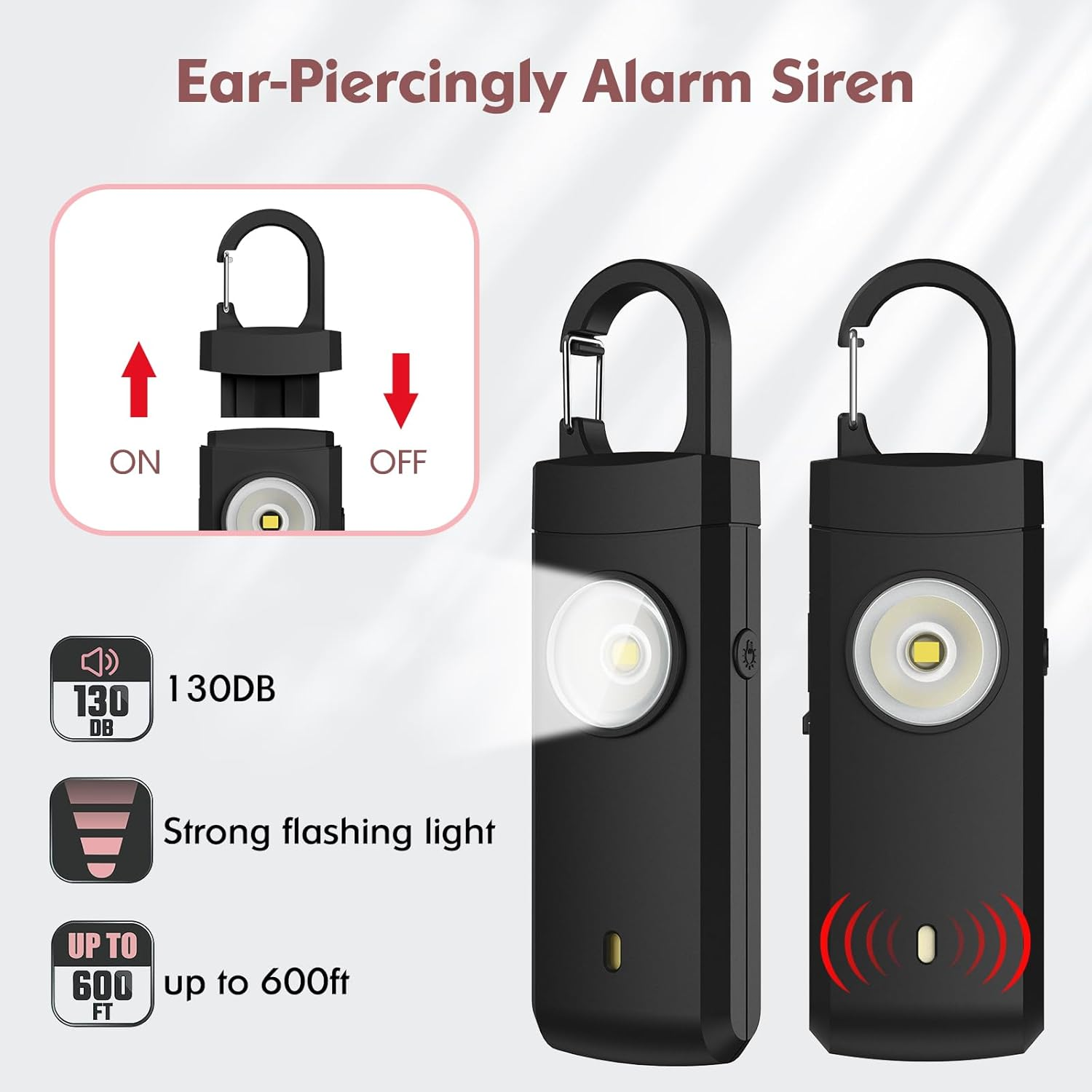 Schwarzer Alarm-Sirenensicherheitsanhänger mit Licht und 130 dB.