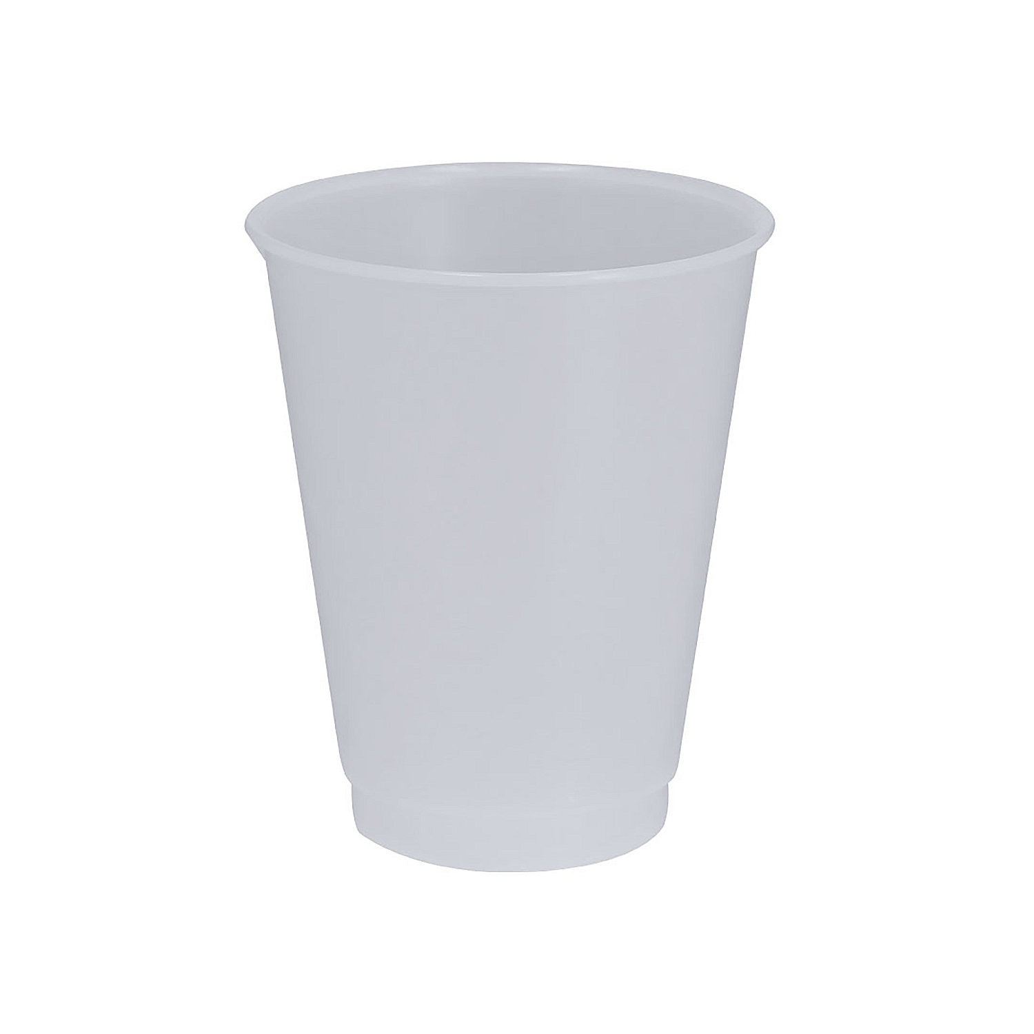 Un vaso de plástico blanco sobre fondo blanco.