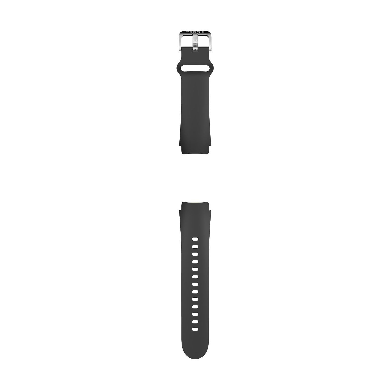 Zwei schwarze Uhrenarmbänder, eines mit Schnalle, das andere mit Löchern.