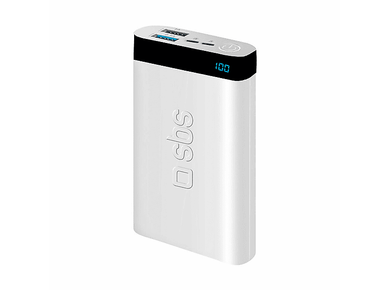 SBS Intelligent Fast Charge 2xUSB-A Type-C Çıkışlı Led Göstergeli 10000 mAh Powerbank Beyaz