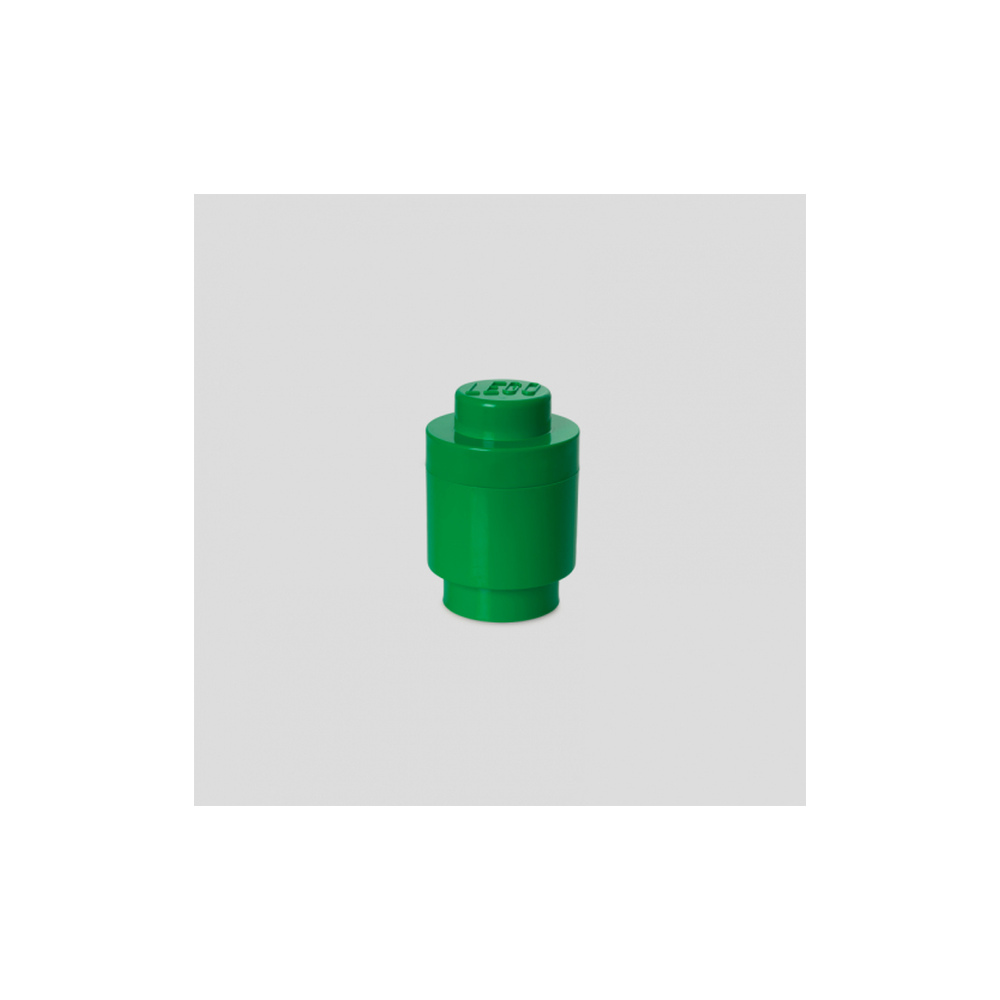 Un singolo mattoncino LEGO verde con il logo sopra.