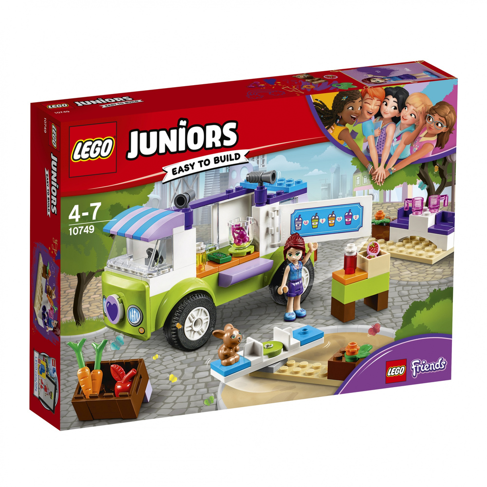 Camioncino frullati Lego Juniors con personaggi, coniglio, carote e accessori.