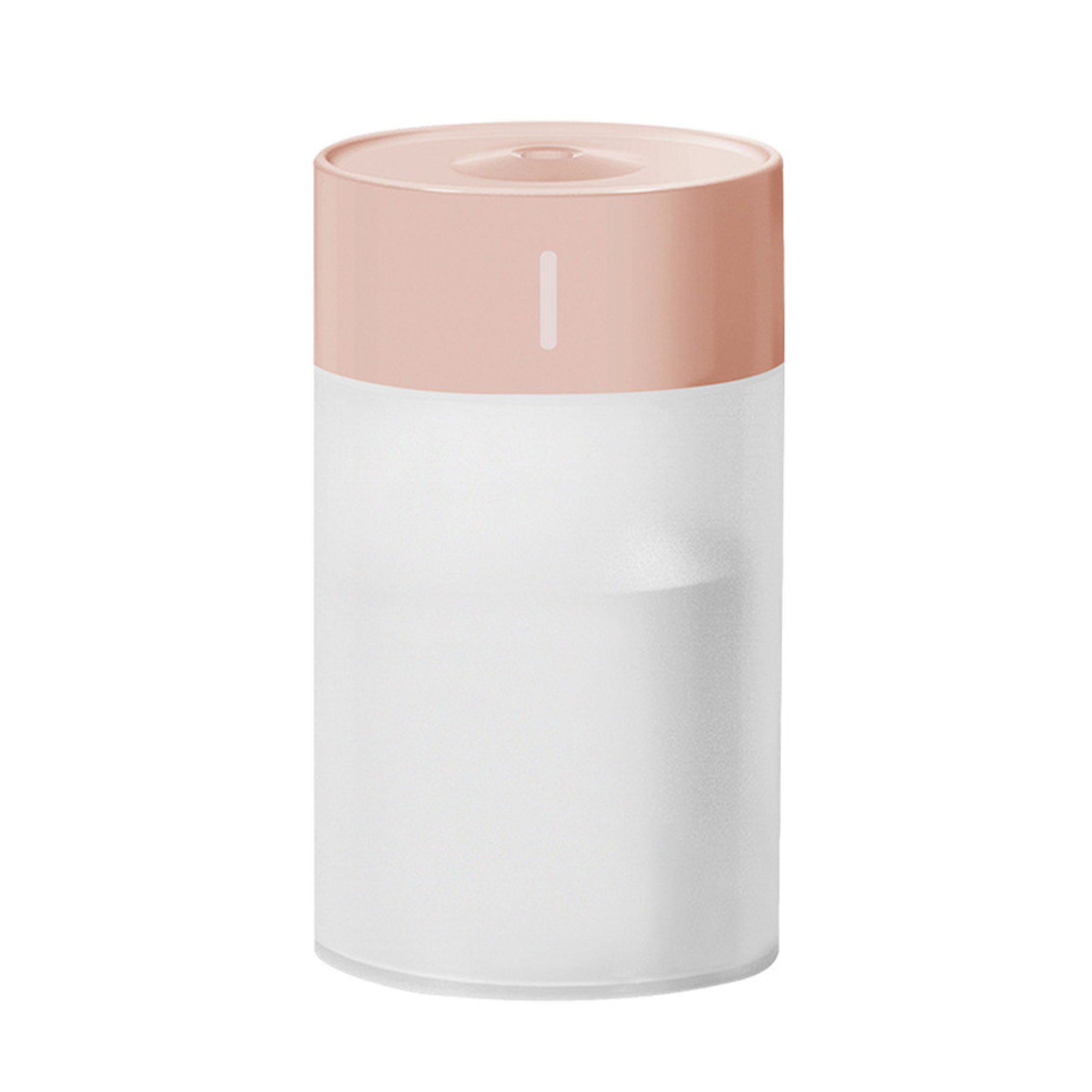 Ein zylindrischer Diffusor mit rosa Oberteil und weißem Unterteil.