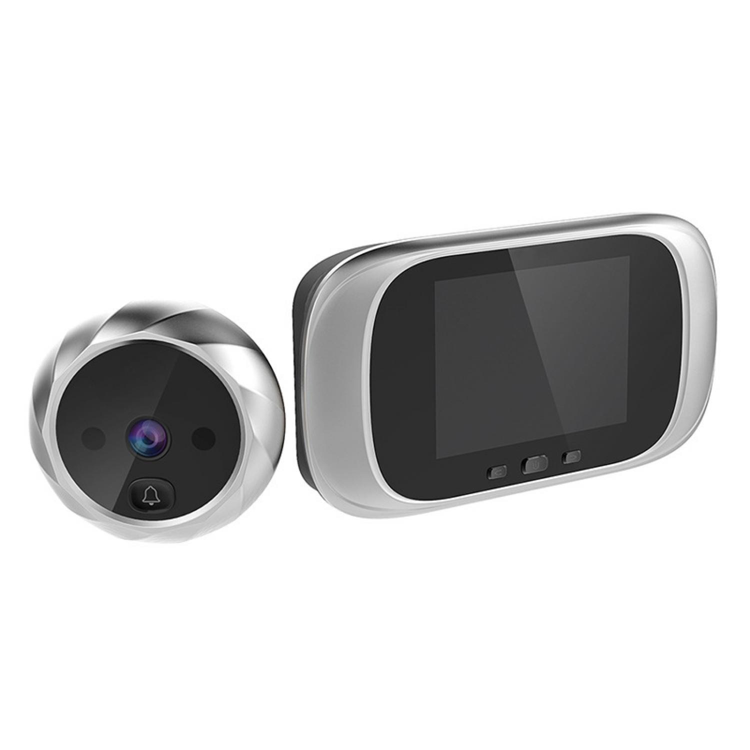 Ein silberner digitaler Spion mit Kamera und Bildschirm wird gezeigt.