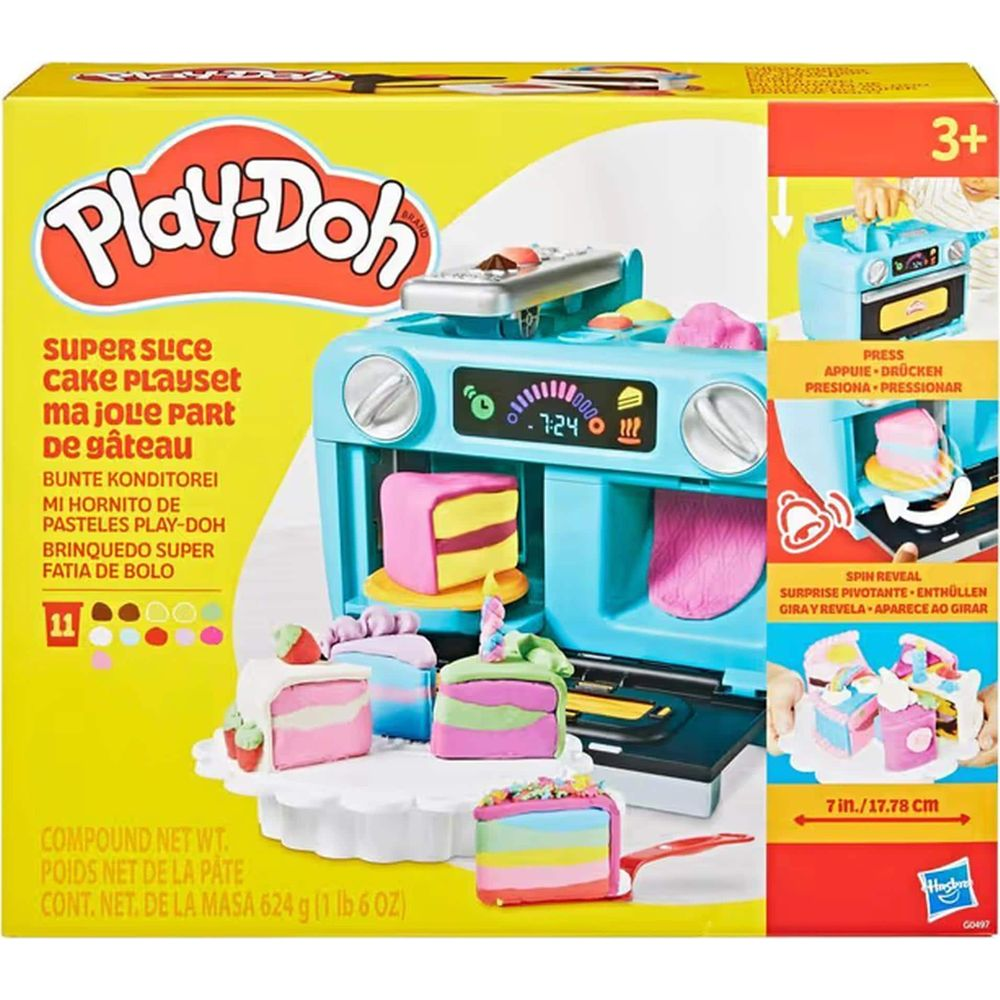 Playset de pasteles Play-Doh Super Slice con rebanadas de pastel Play-Doh.