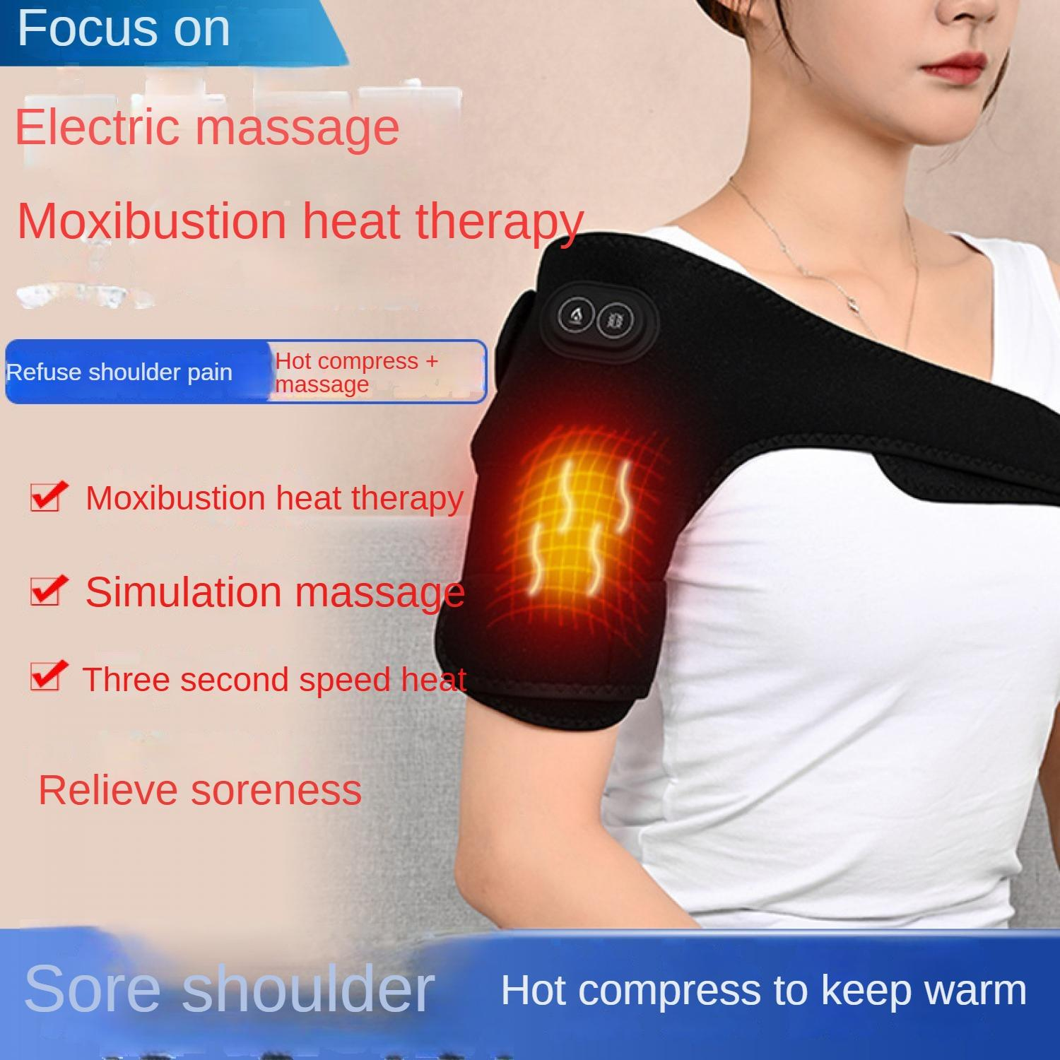 Schulterstütze mit Wärmetherapie, elektrischer Massage und Kompressenfunktion.