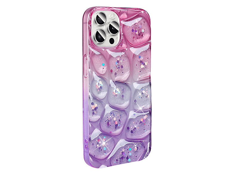 LOPARD iPhone 15 Pro Max Uyumlu Simli 3D Desenli Hacar Kapak Telefon Kılıfı Pembe-Mor
