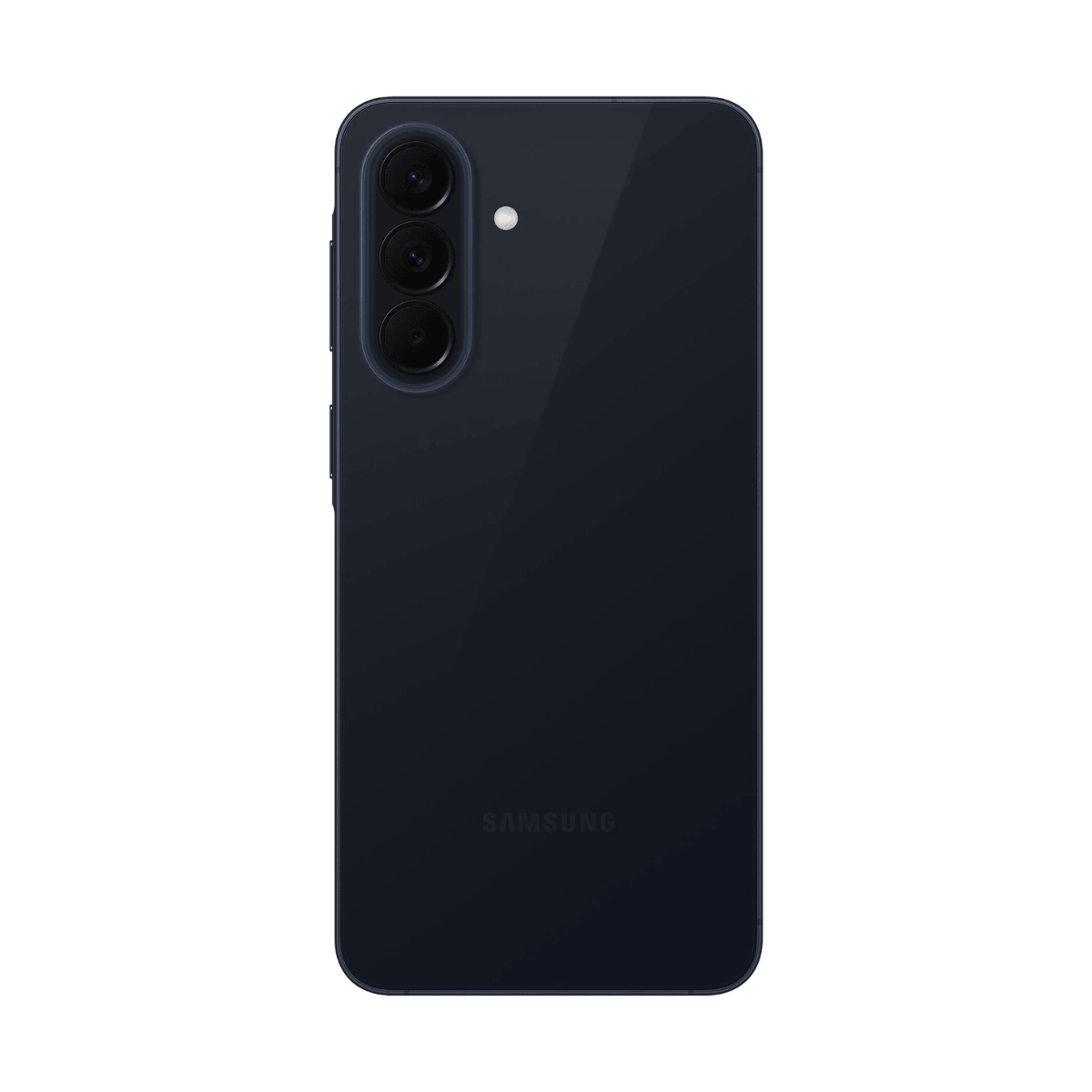 Smartphone Samsung bleu foncé avec trois objectifs et un flash.