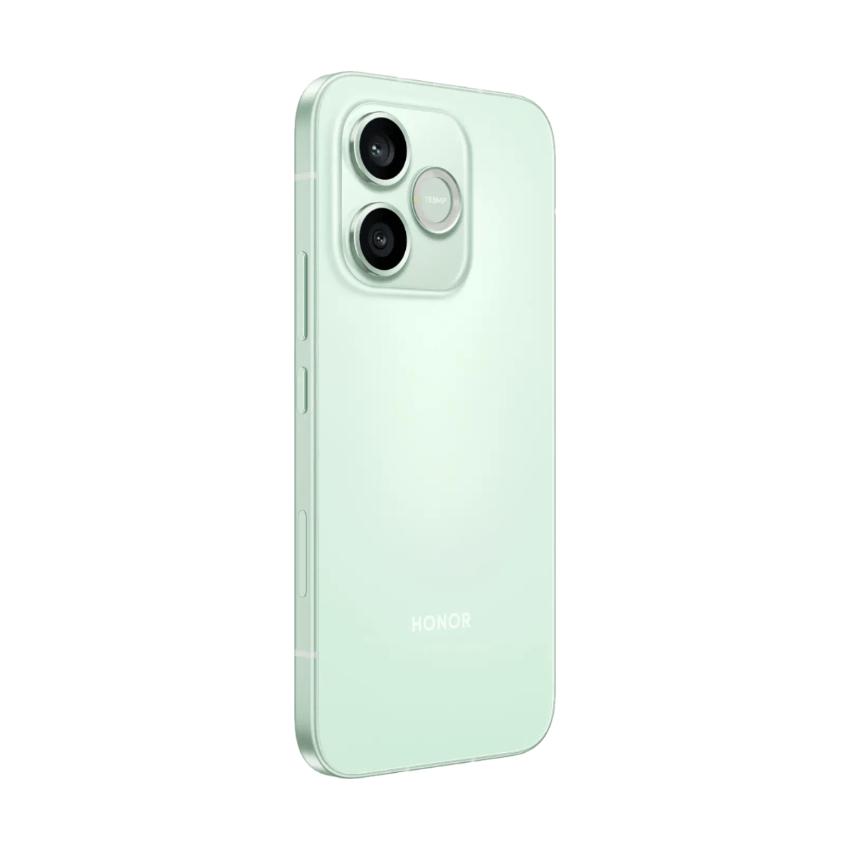 Rückseite eines mintgrünen Honor-Smartphones mit zwei Kameras und 108 MP.