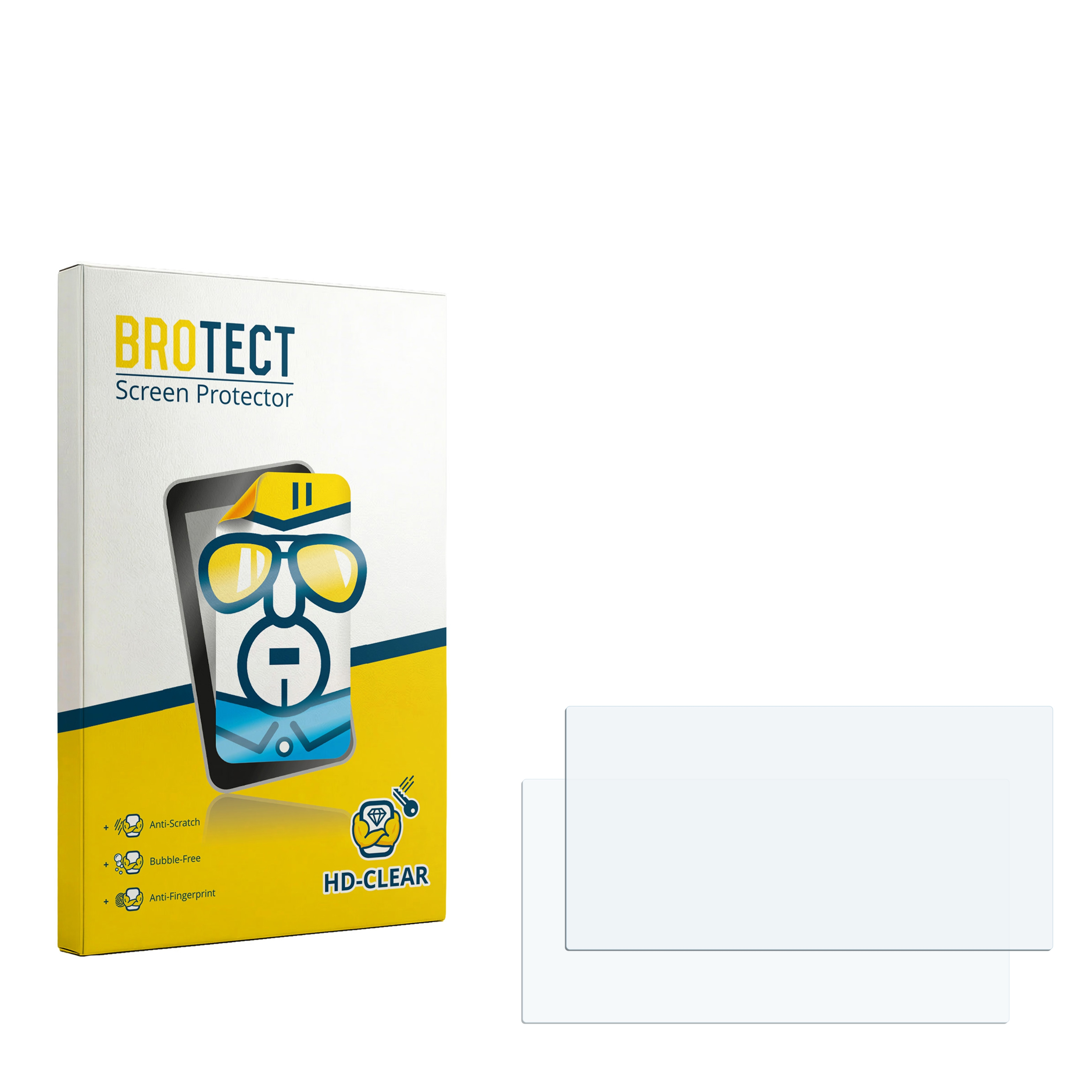 BROTECT Displayschutz-Verpackung mit Cartoon-Figur und zwei klaren Schutzfolien.