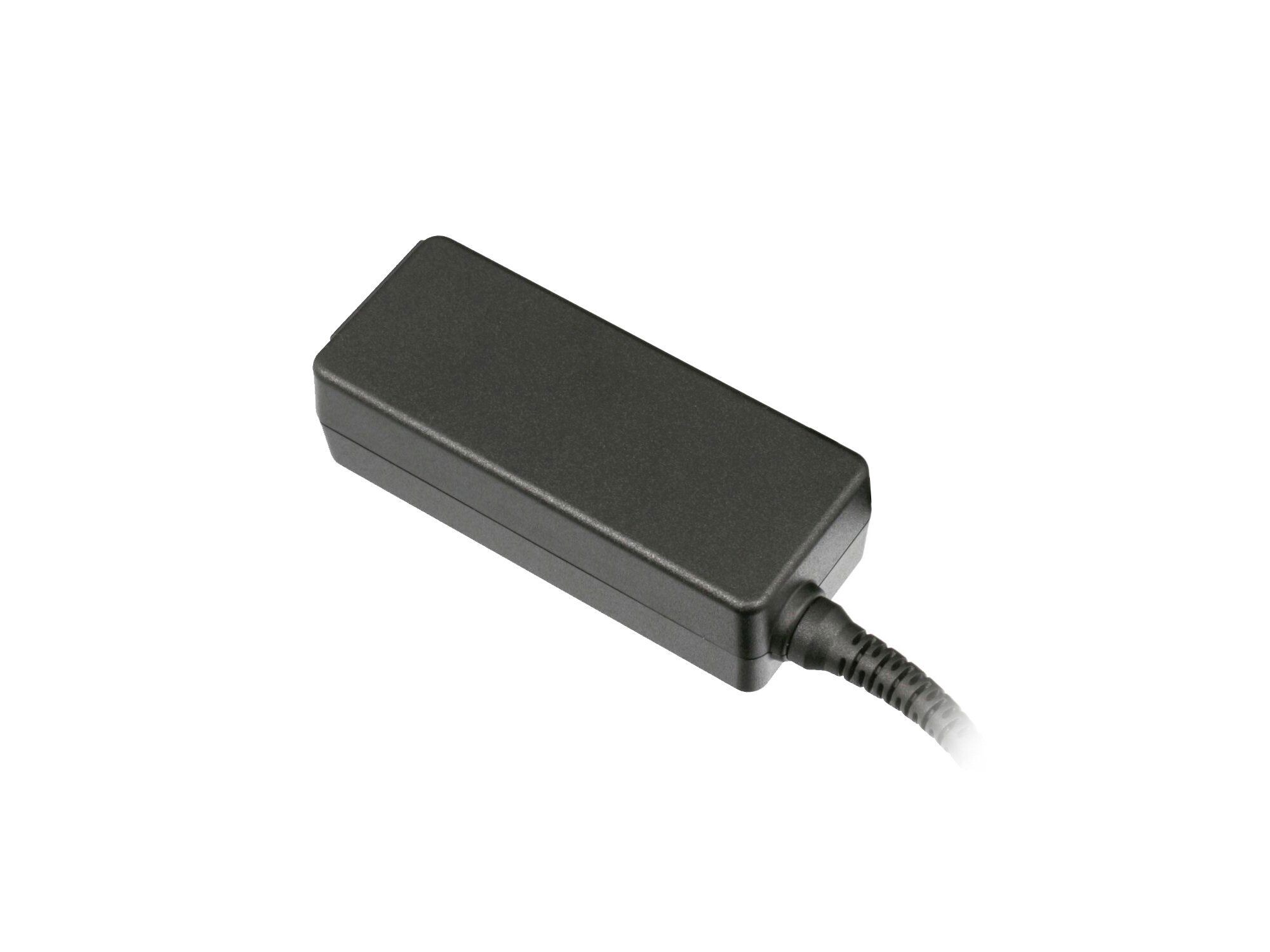 Ein schwarzer rechteckiger Netzadapter mit einem Kabel.