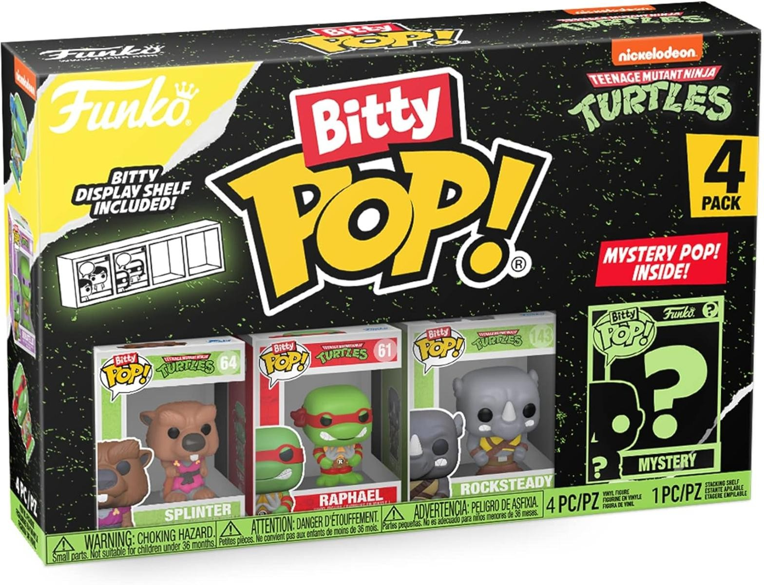 Funko Bitty Pop! Teenage Mutant Ninja Turtles 4er-Pack mit Splinter, Raphael, Rocksteady und Mystery Pop!