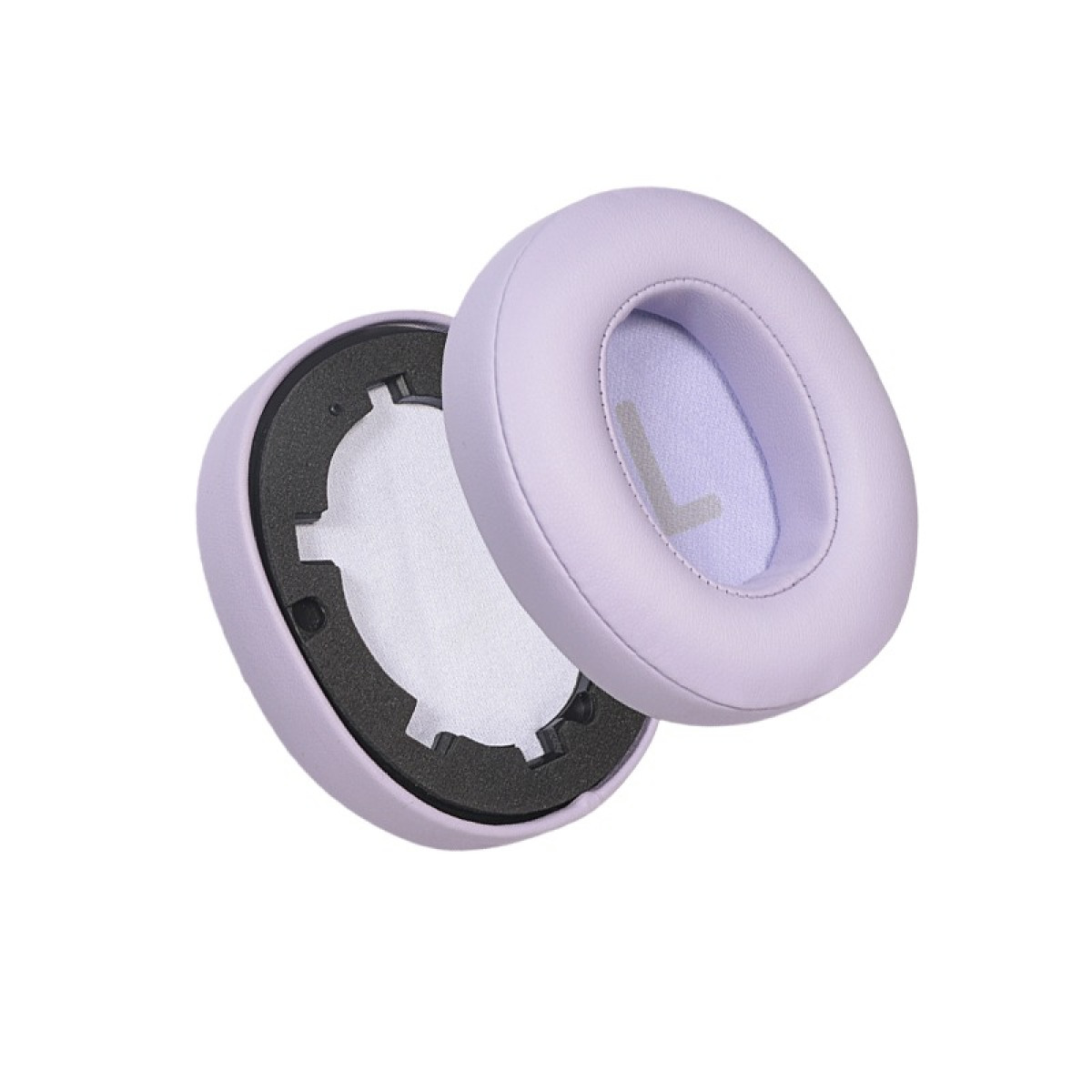 Cuscinetti viola con inserto in schiuma nera e rivestimento in tessuto.