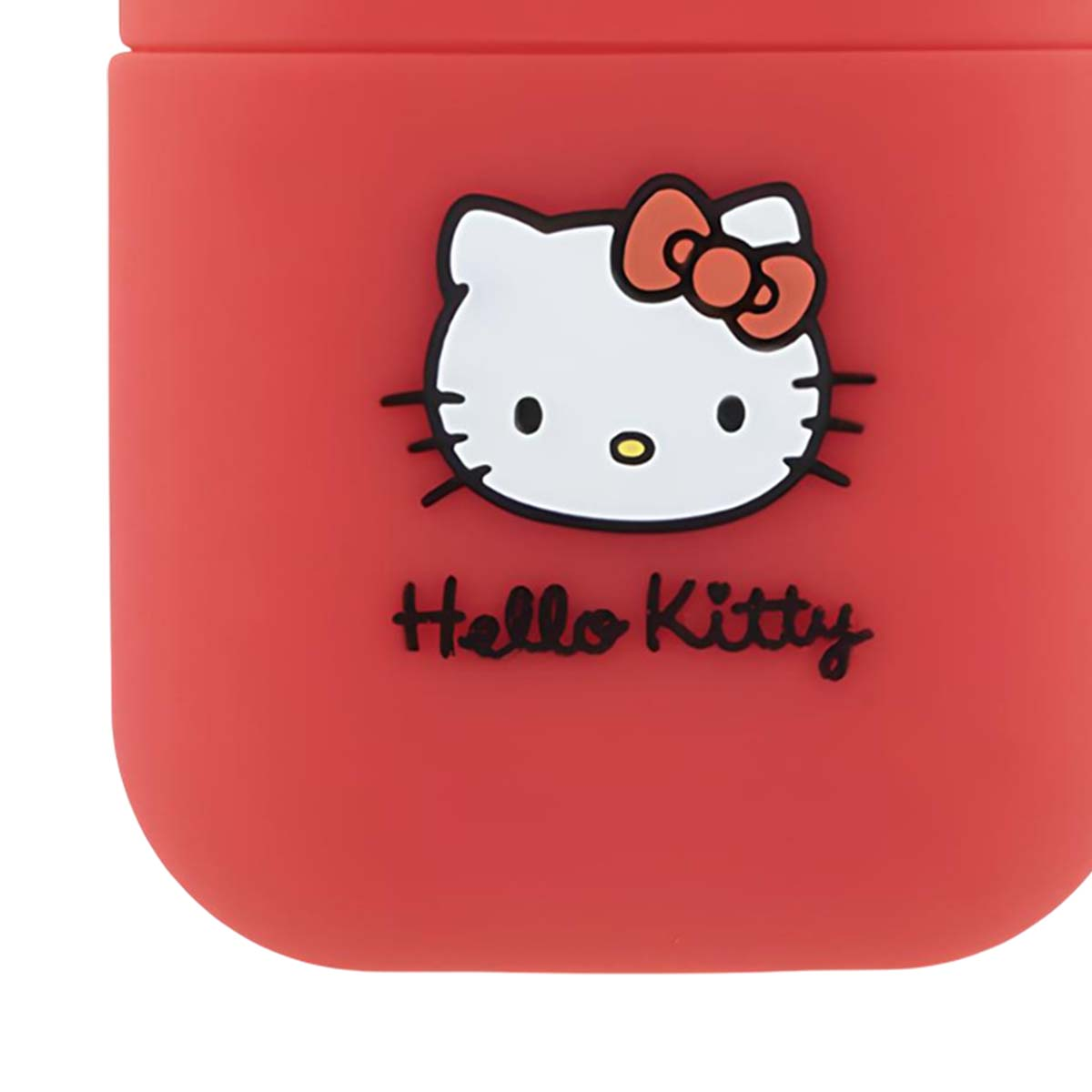 Custodia rossa con viso e fiocco di Hello Kitty.