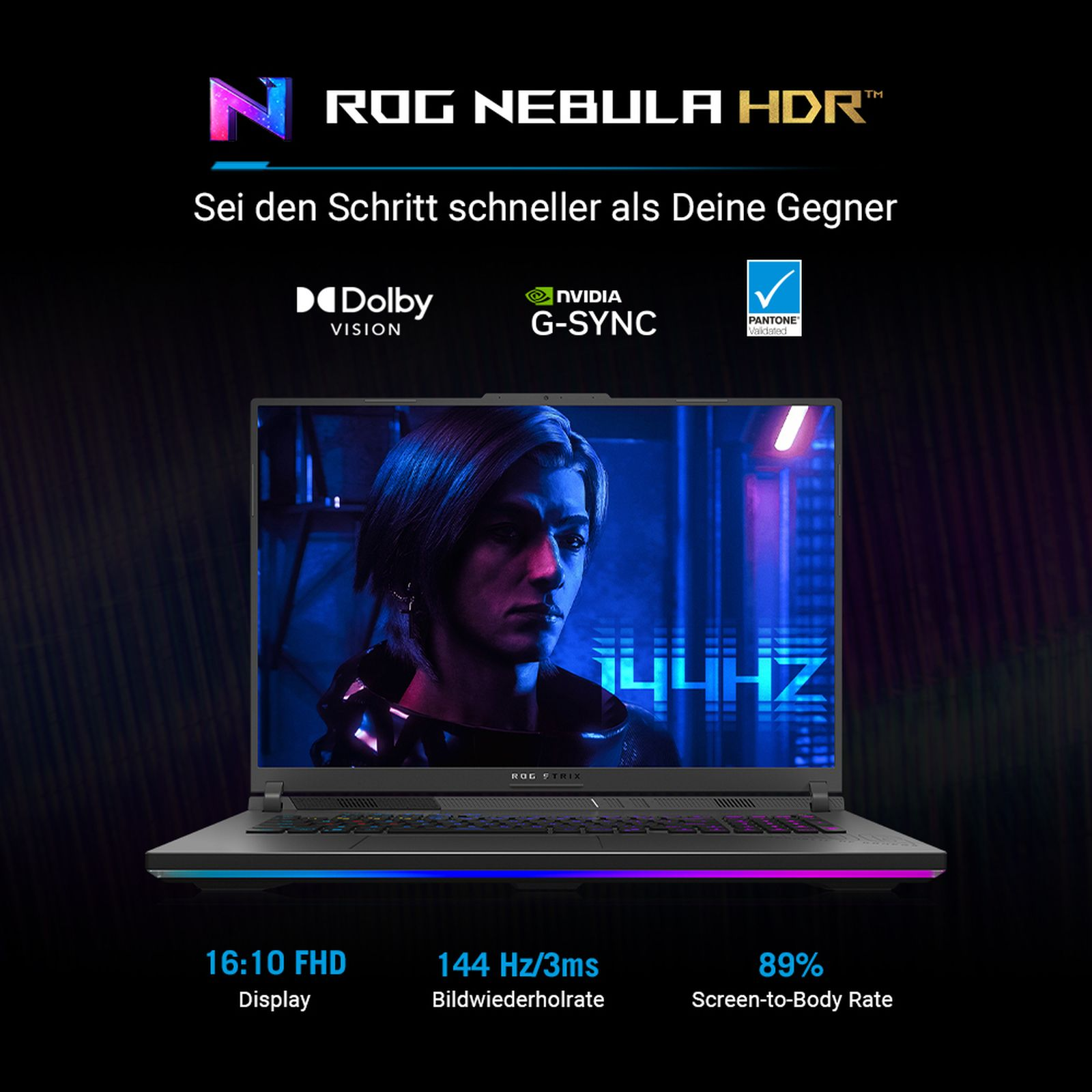 Laptop gamingowy ROG z Nvidia G-Sync, Dolby Vision i Pantone Validated.