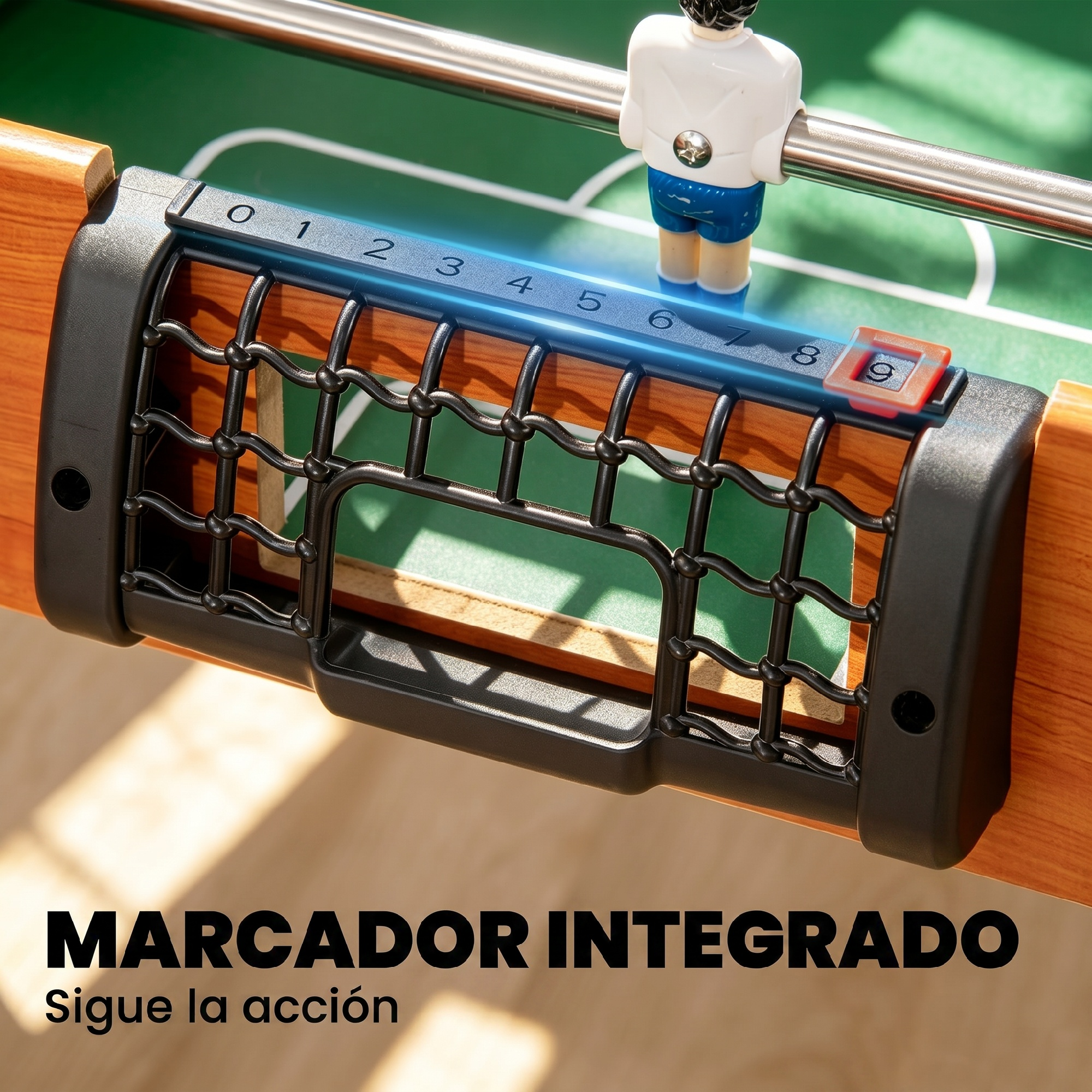 Portería de futbolín con marcador integrado hasta 9.