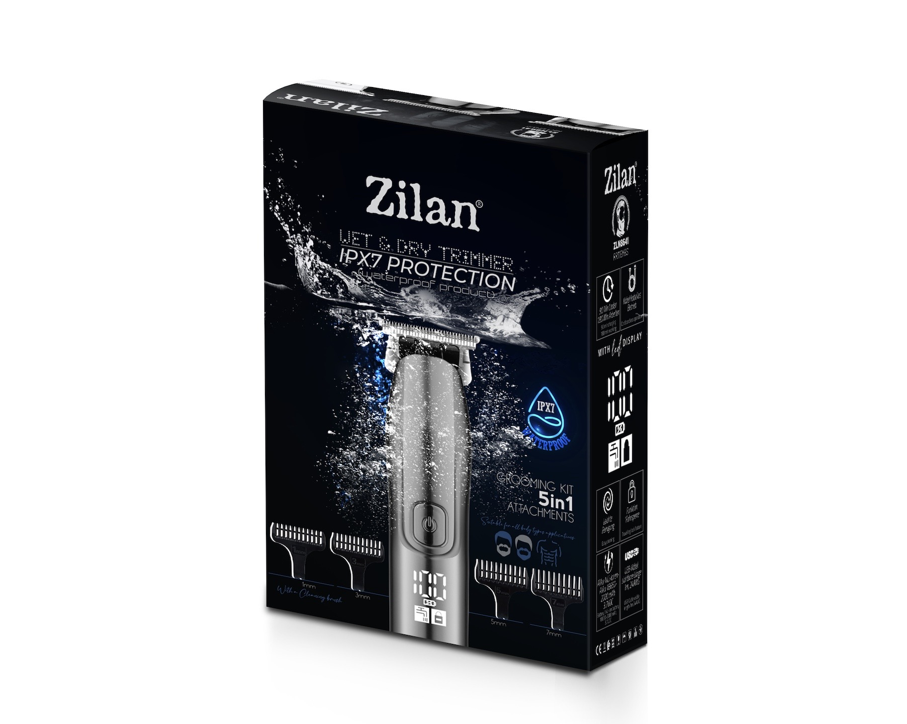 Zilan ıslak ve kuru tüy dökücü kutusu IPX7 korumalı ve LED ekranlı.