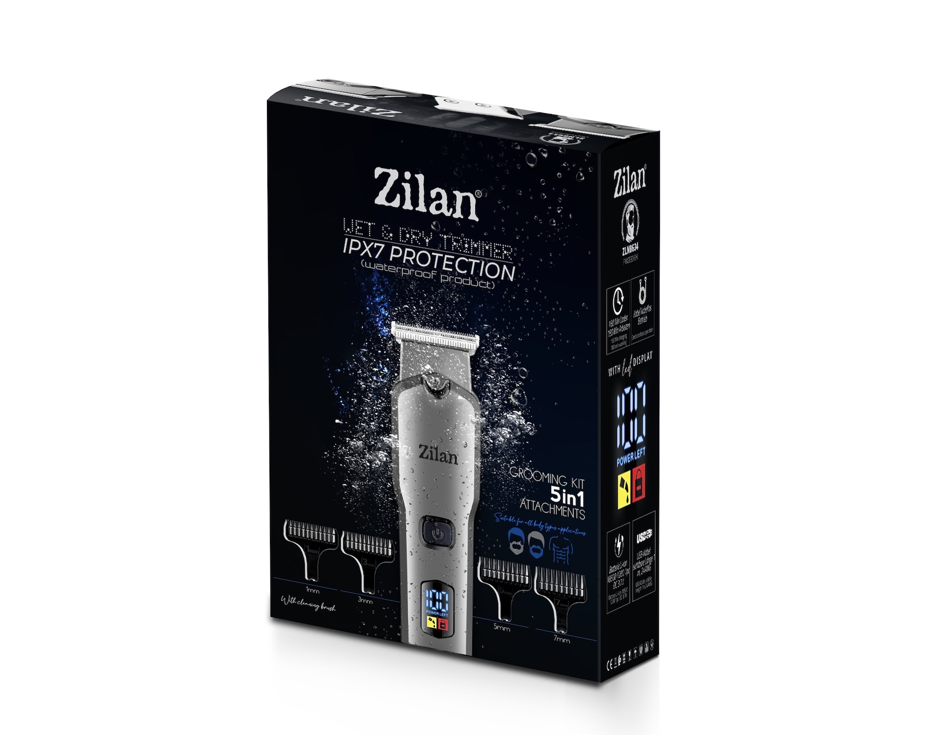 Zilan Islak & Kuru Düzeltici kutusu, IPX7 korumalı, aksesuarlar ve LED ekranlı.