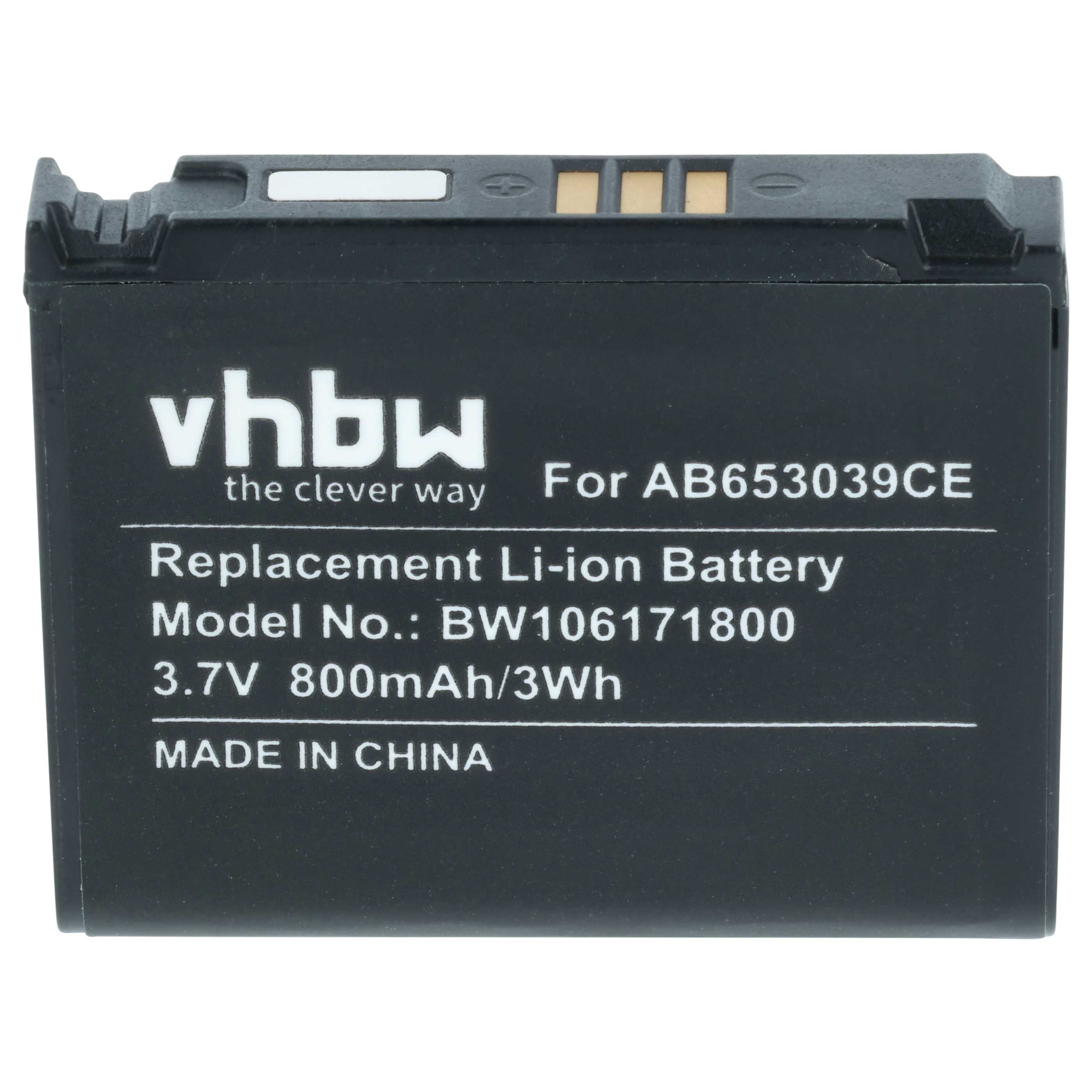 Schwarzer Li-Ionen-Akku für AB653039CE, 3,7V 800mAh.
