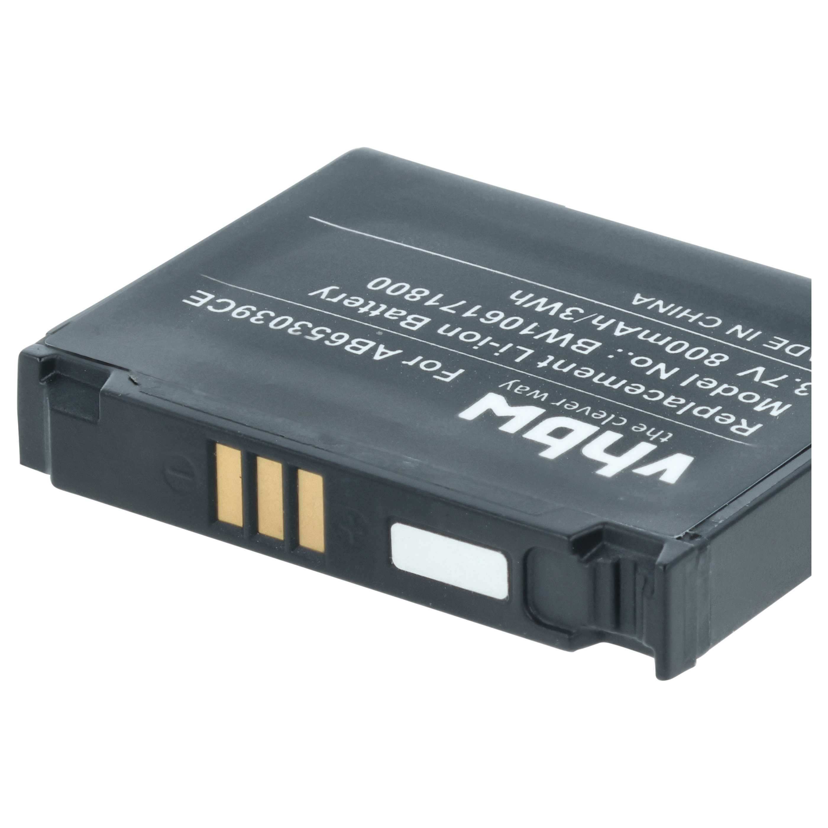 Schwarzer Li-Ion-Akku mit Beschriftung, 3,7V 800mAh.