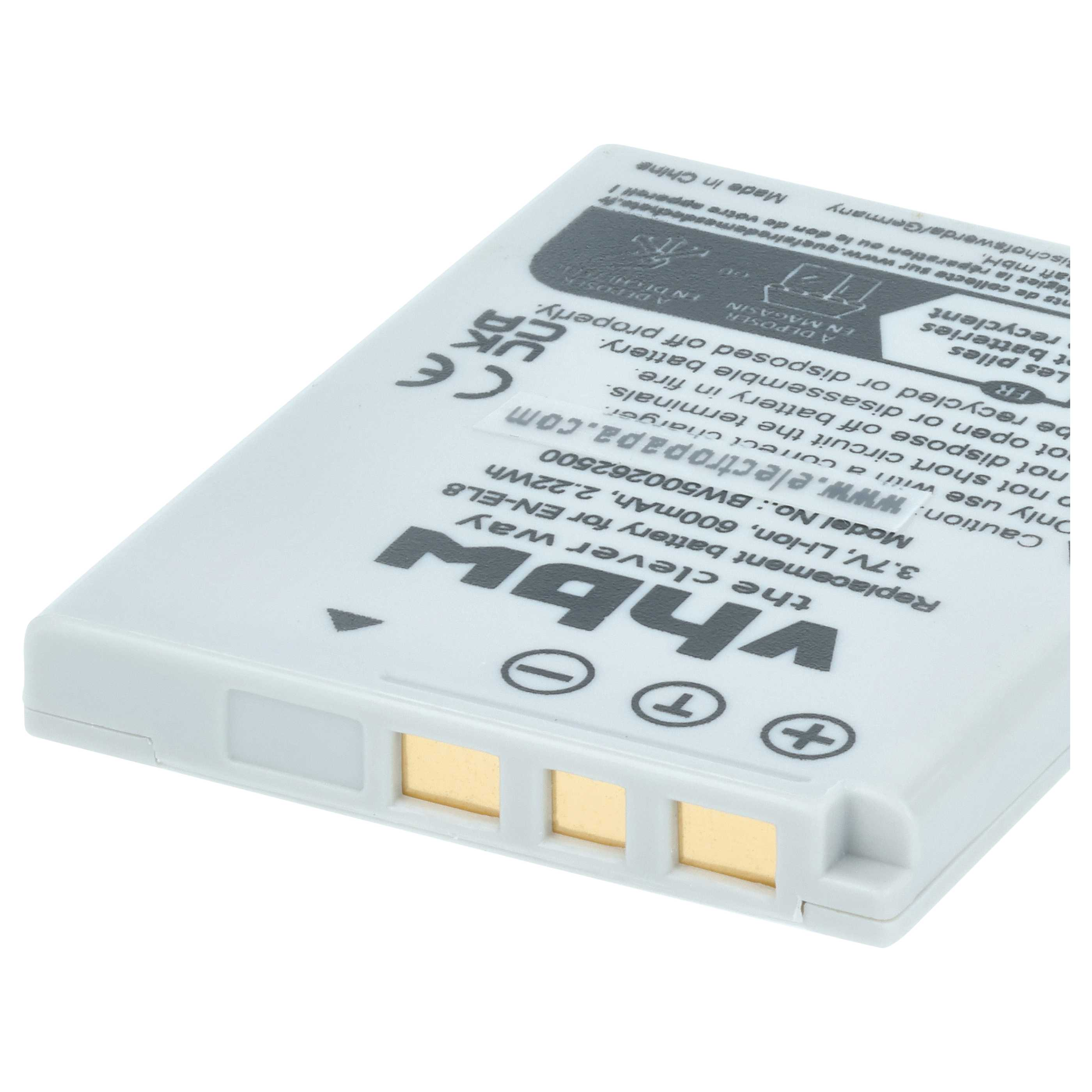 Ein weißer Akku mit goldenen Kontakten und Aufschriften, Modell BW500262500.