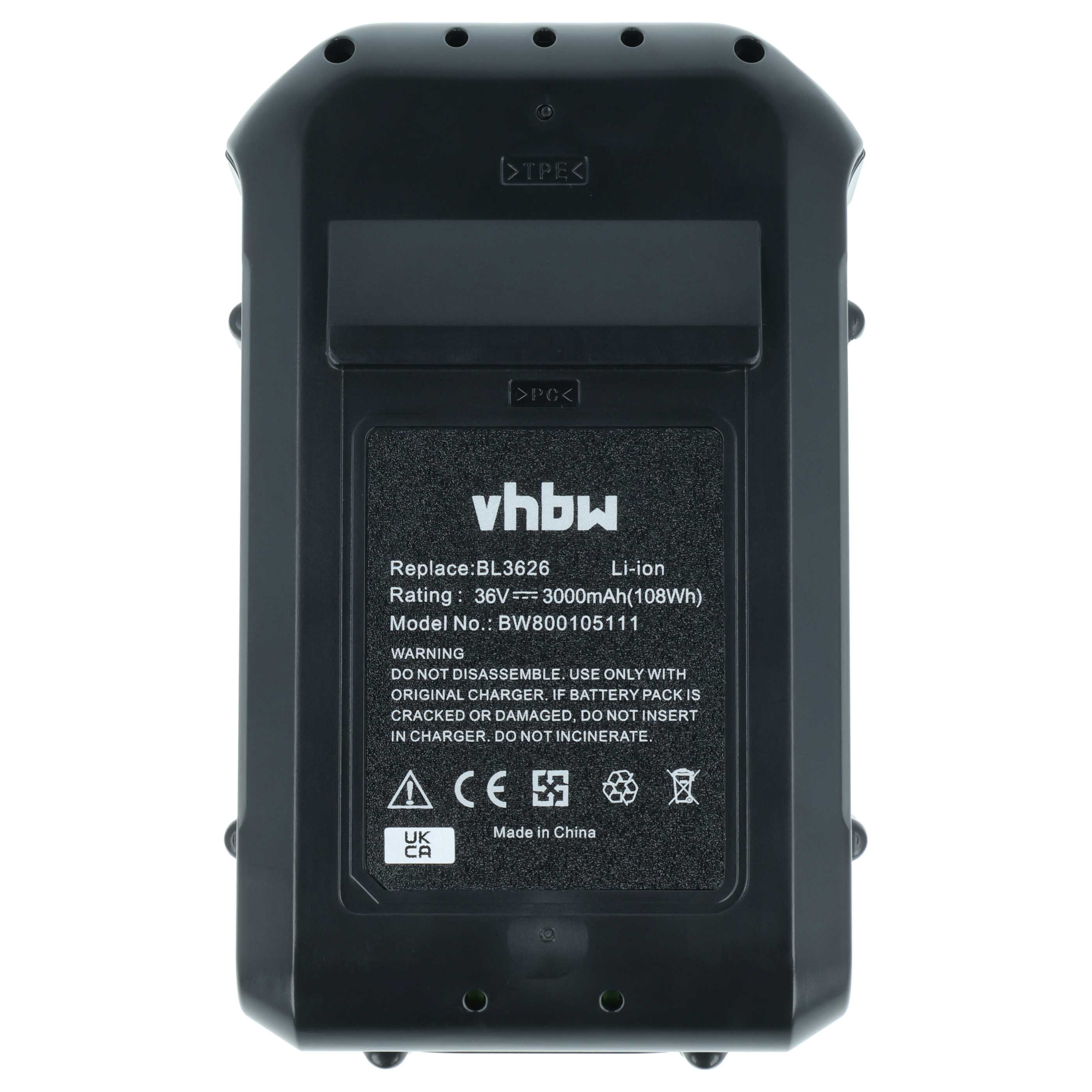 Schwarzer Li-Ion Akku von vhbw, 36V, 3000mAh, Modell BW800105111.