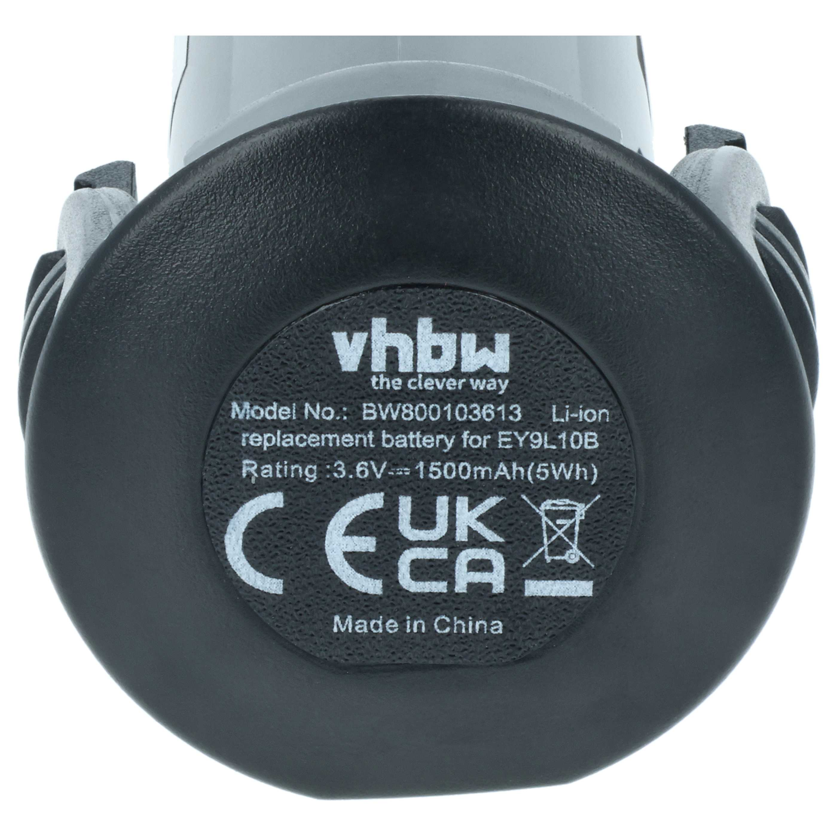 Schwarzer Akku mit VHBW-Logo, Modell BW800103613, 3,6V, 1500mAh.