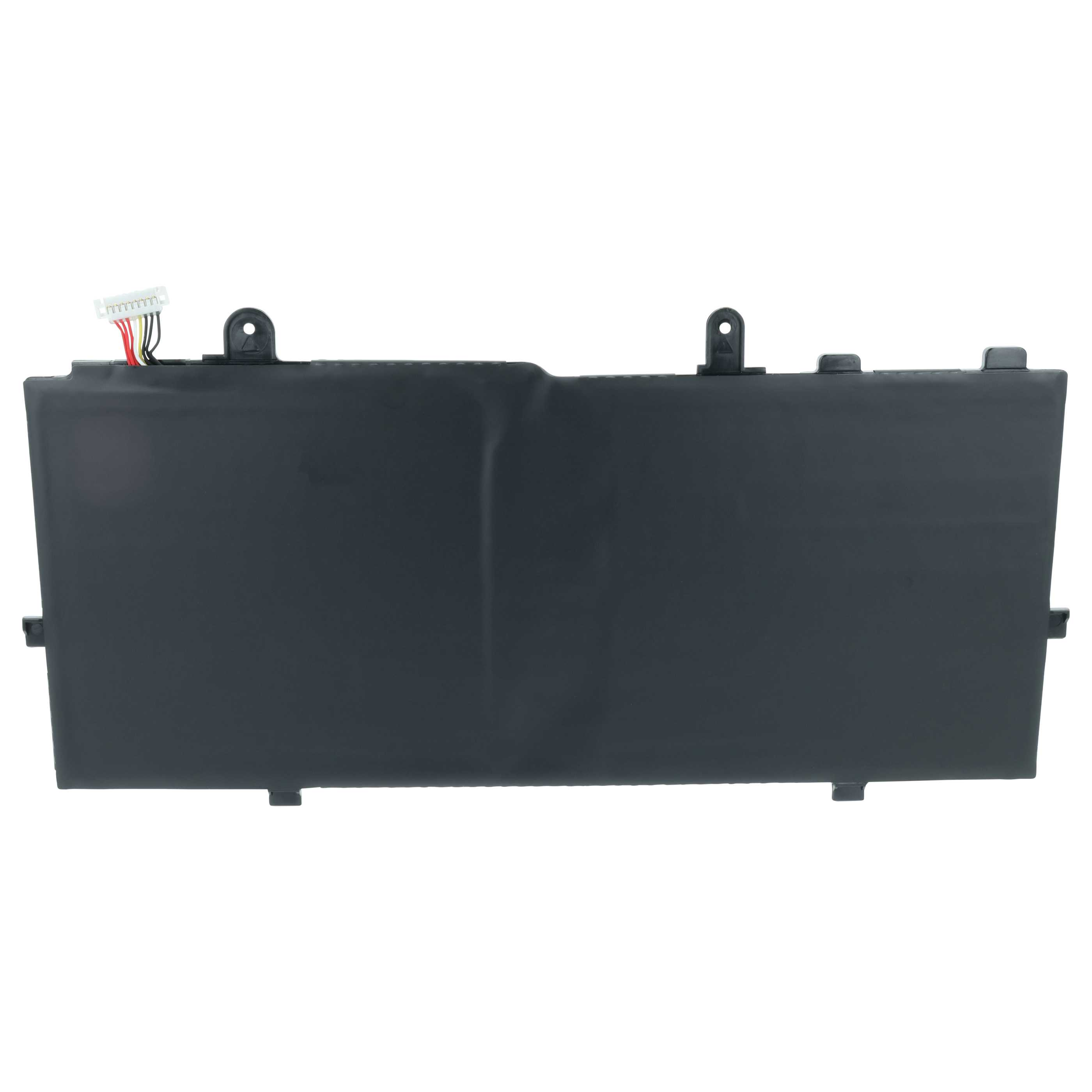 Schwarzer Laptop-Akku mit Kabeln und Anschlüssen.