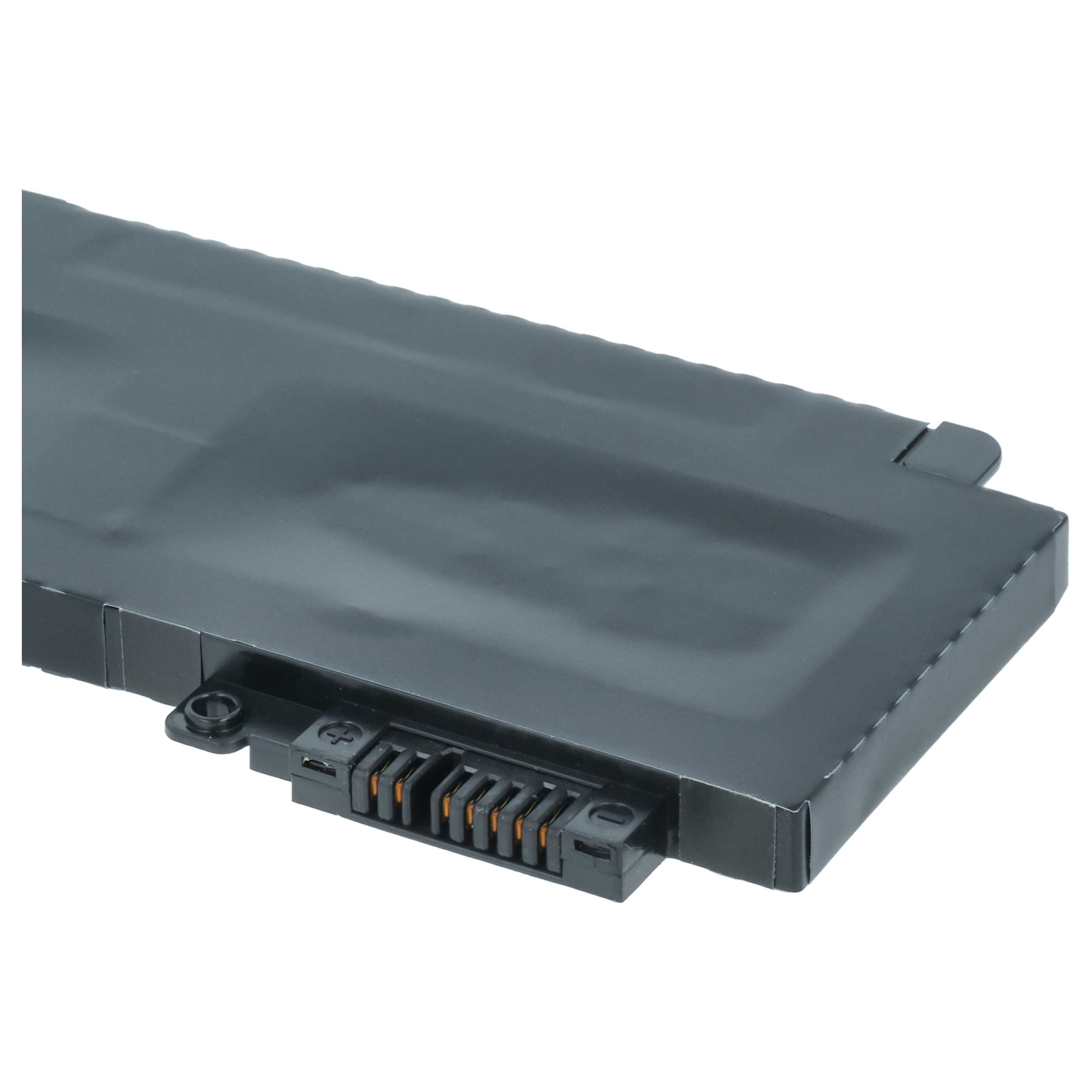 Ein schwarzer Laptop-Akku vor weißem Hintergrund. Der Stecker ist sichtbar.