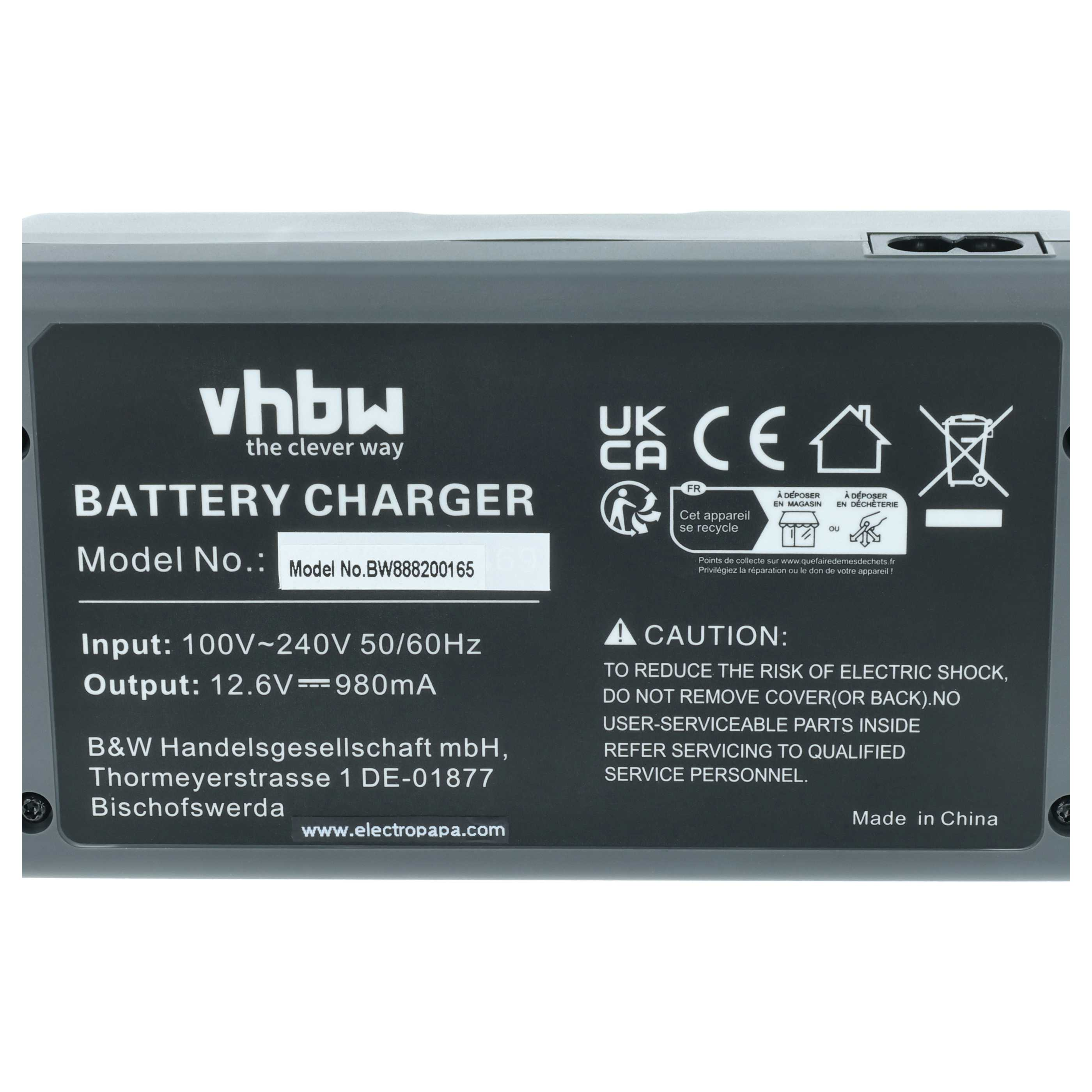 vhbw Batterieladegerät, Modell BW888200165, mit CE-Zeichen.