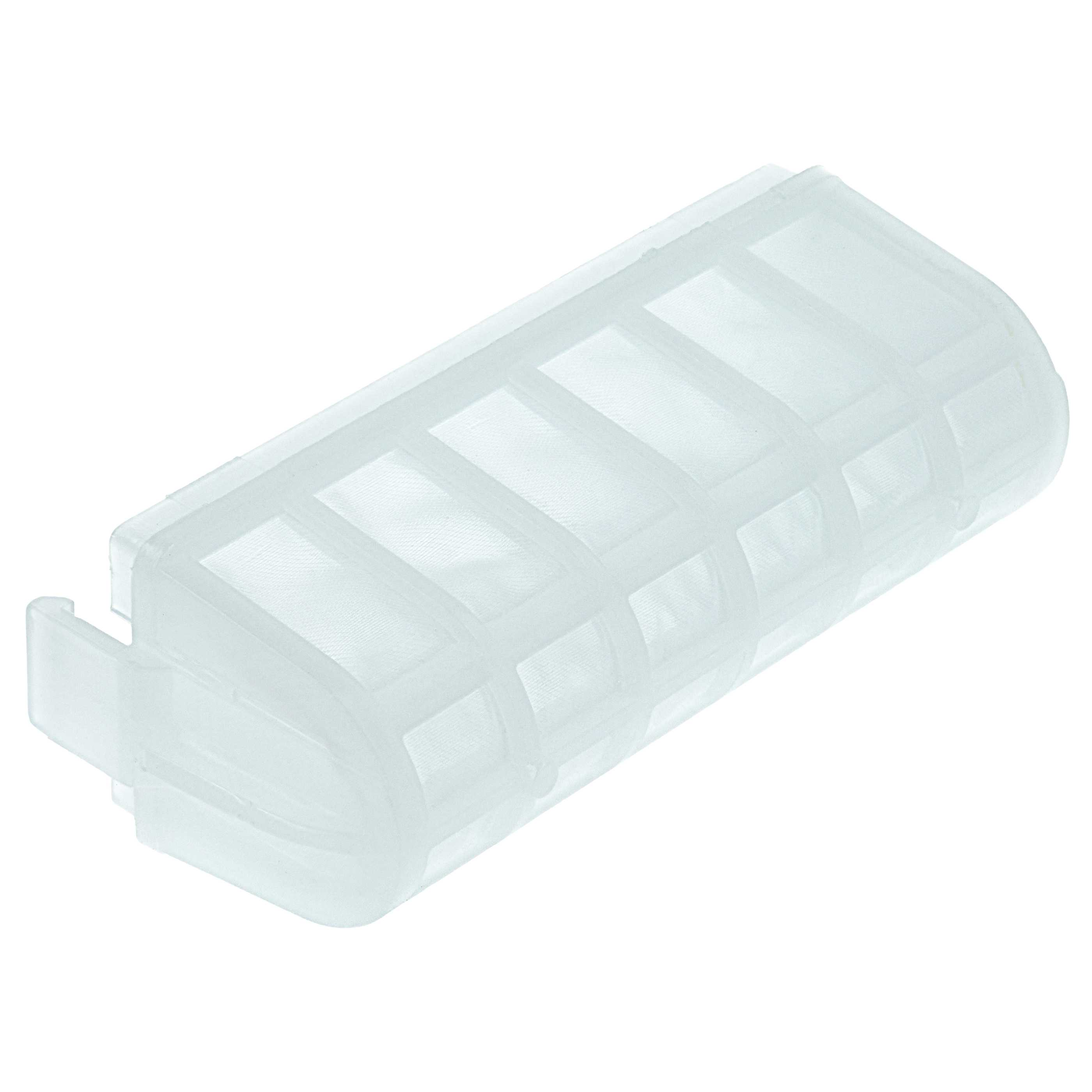 Ein durchsichtiger Plastikfilter mit einem Gittermuster.