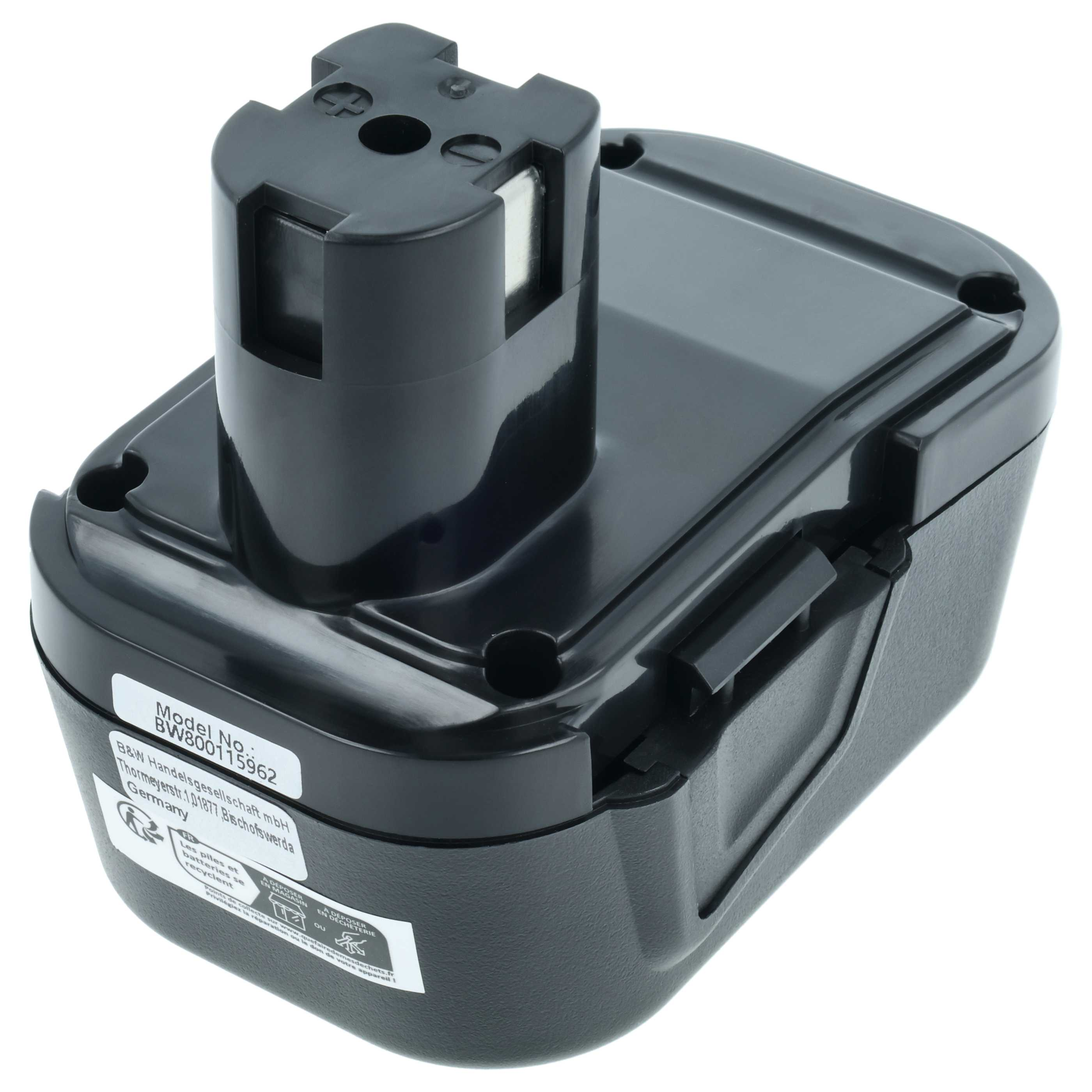 Schwarzer Akku mit Modellnummer BW800115962 und Recycling-Hinweisen.