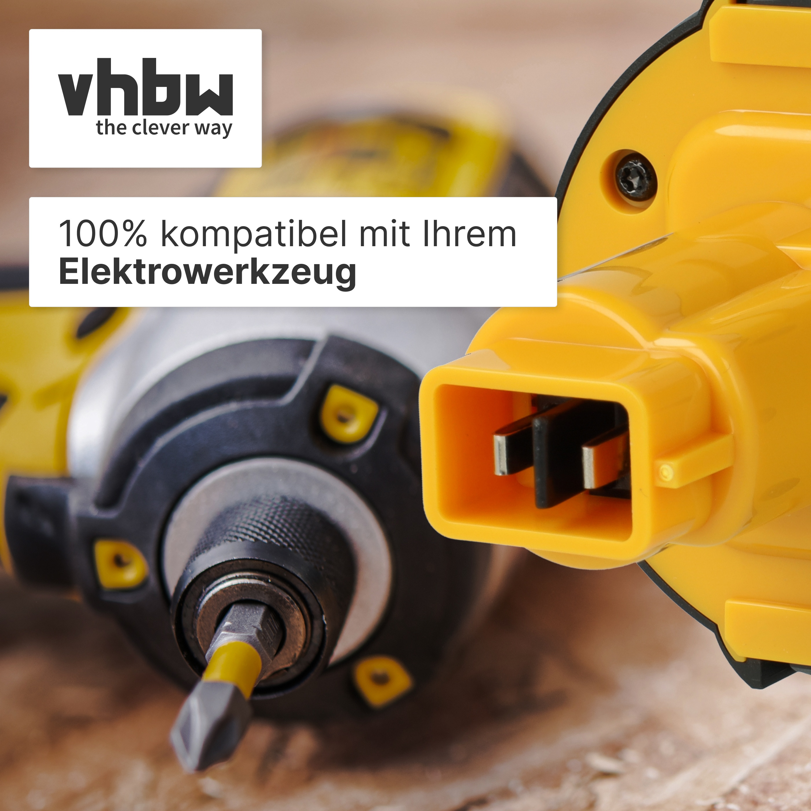 Nahaufnahme eines Werkzeugs mit gelben und schwarzen Teilen und einem Stecker.