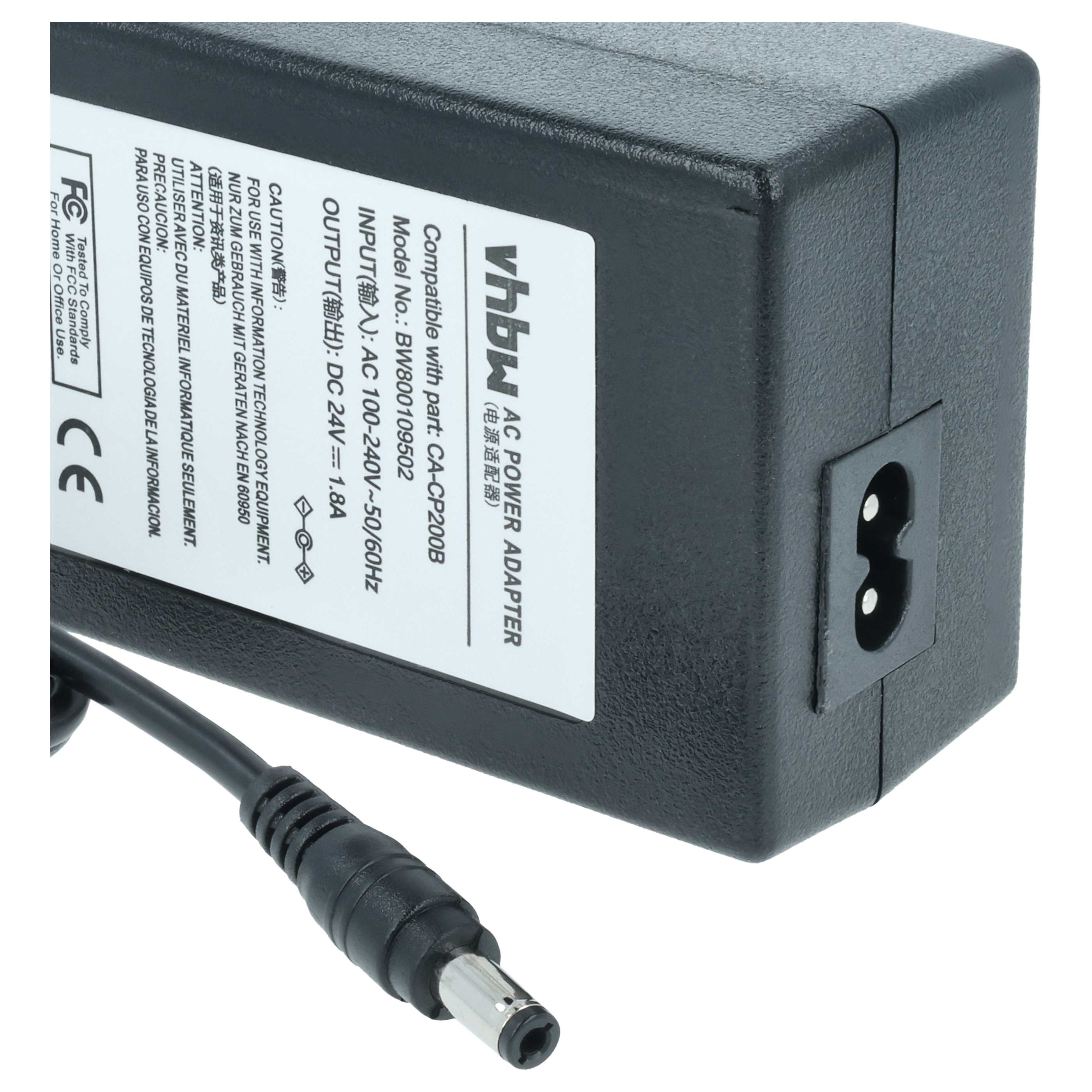 Schwarzer Netzadapter mit Kabel, Modell BW800109502, 24V.