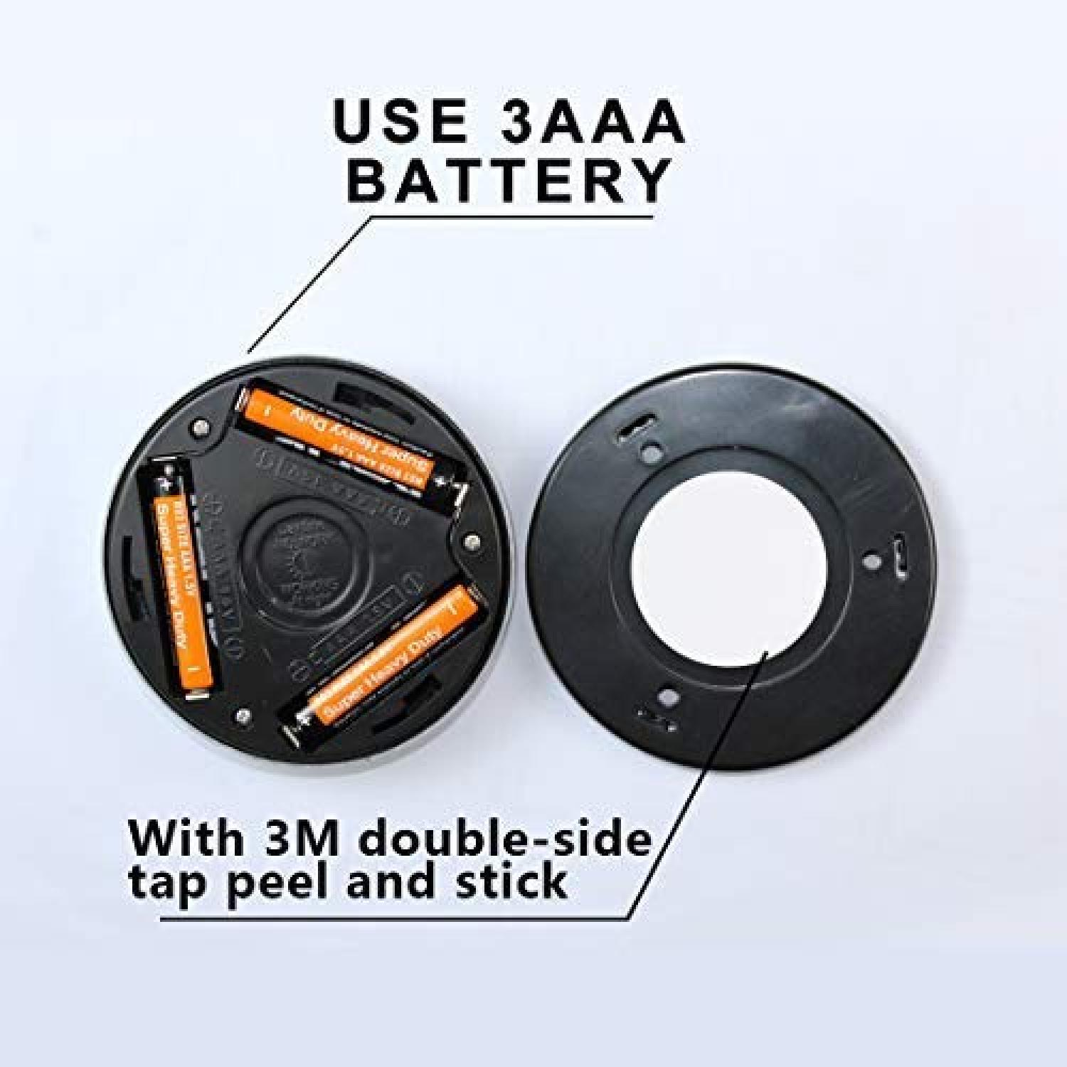 Gerät mit 3 AAA Batterien und 3M Klebepad.