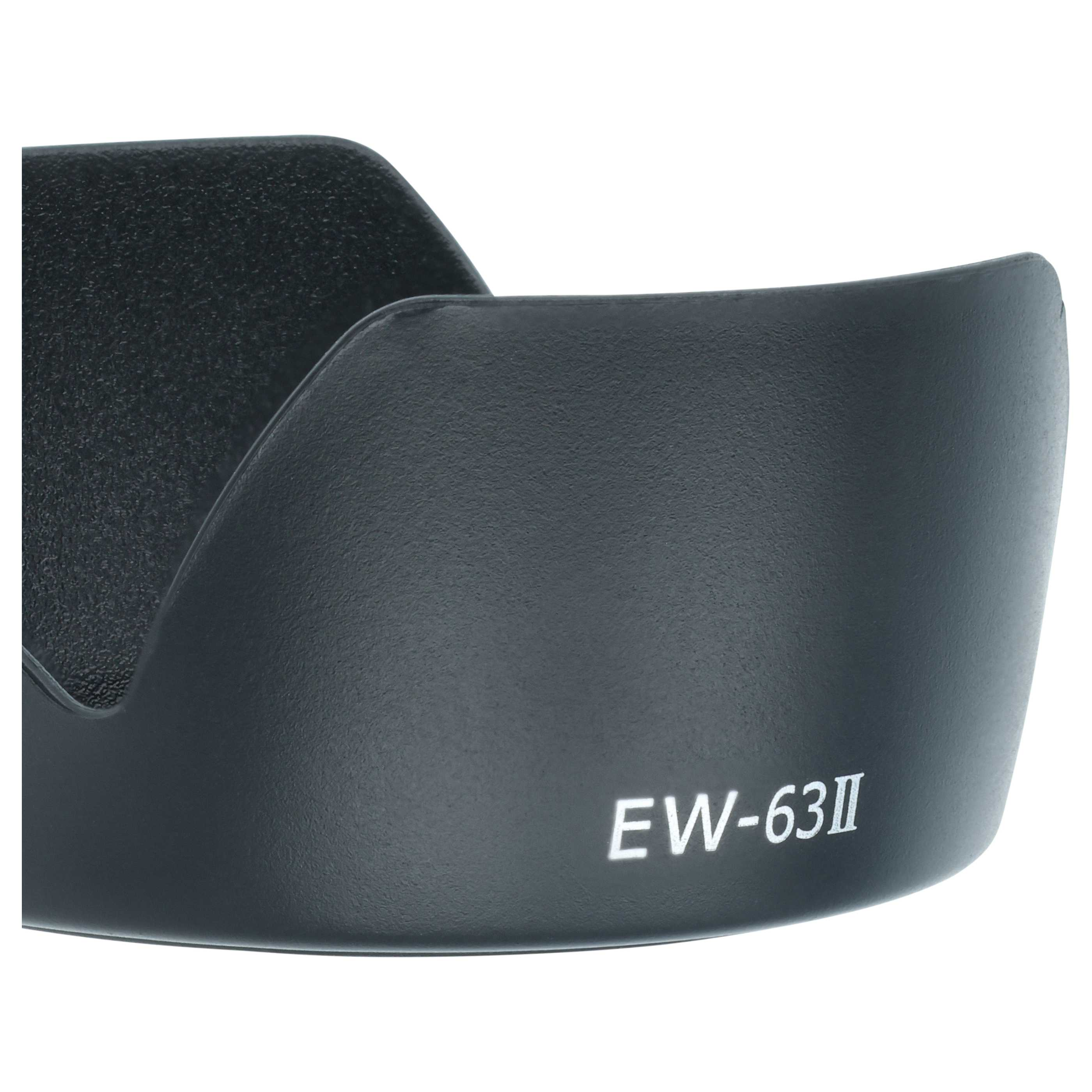 Ein schwarzer EW-63II-Objektiv-Sonnenblende mit matter Oberfläche.