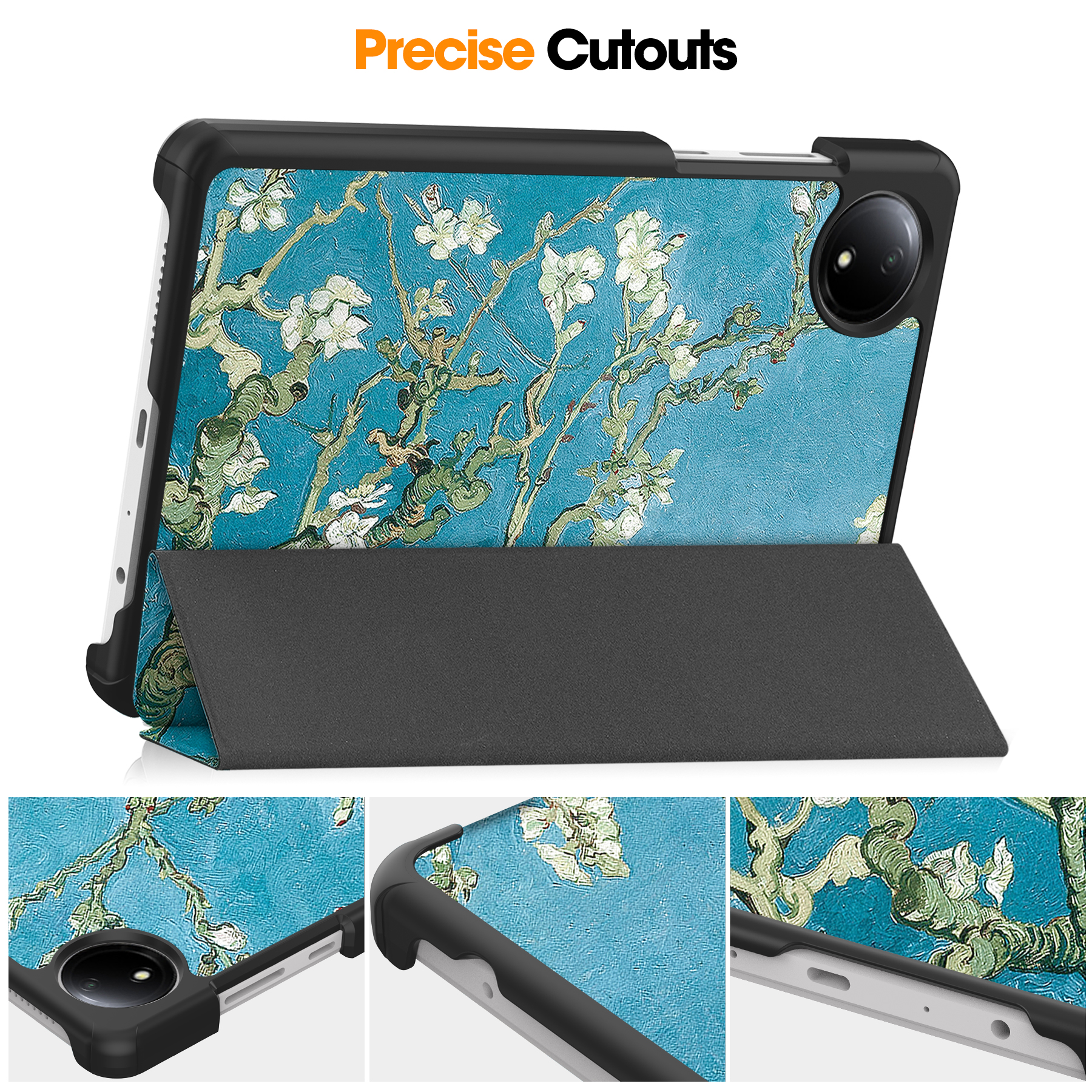 Tablet-Hülle mit Van-Gogh-Motiv und Ständer. Präzise Ausschnitte.