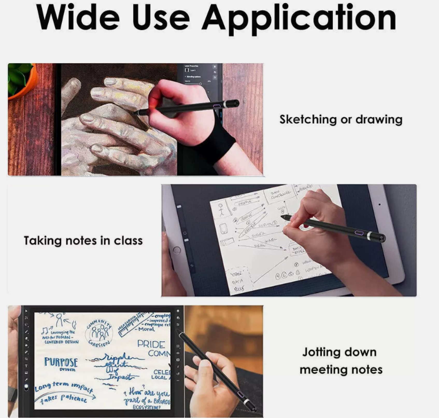 Digitaler Stift zum Skizzieren, Notieren und für Meeting-Notizen auf Tablets.