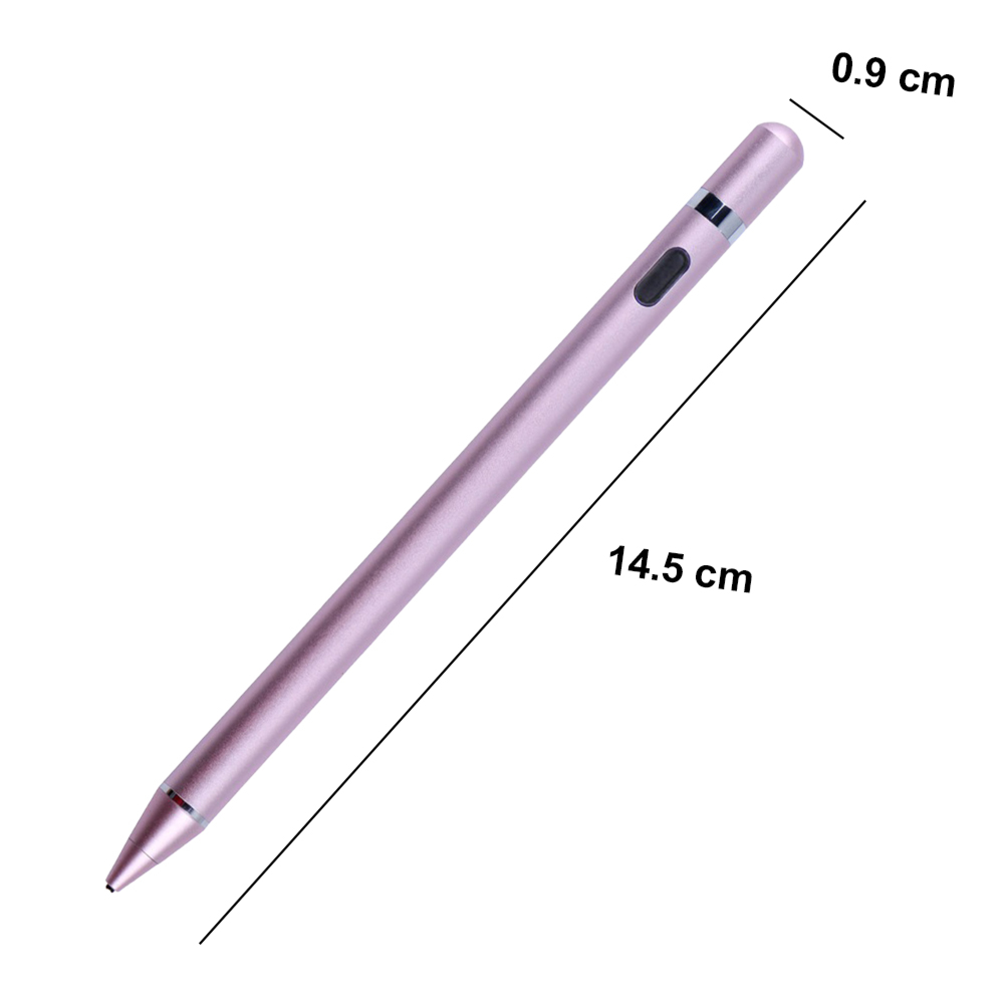 Ein lila Stift mit Maßen 14,5 cm Länge und 0,9 cm Breite.