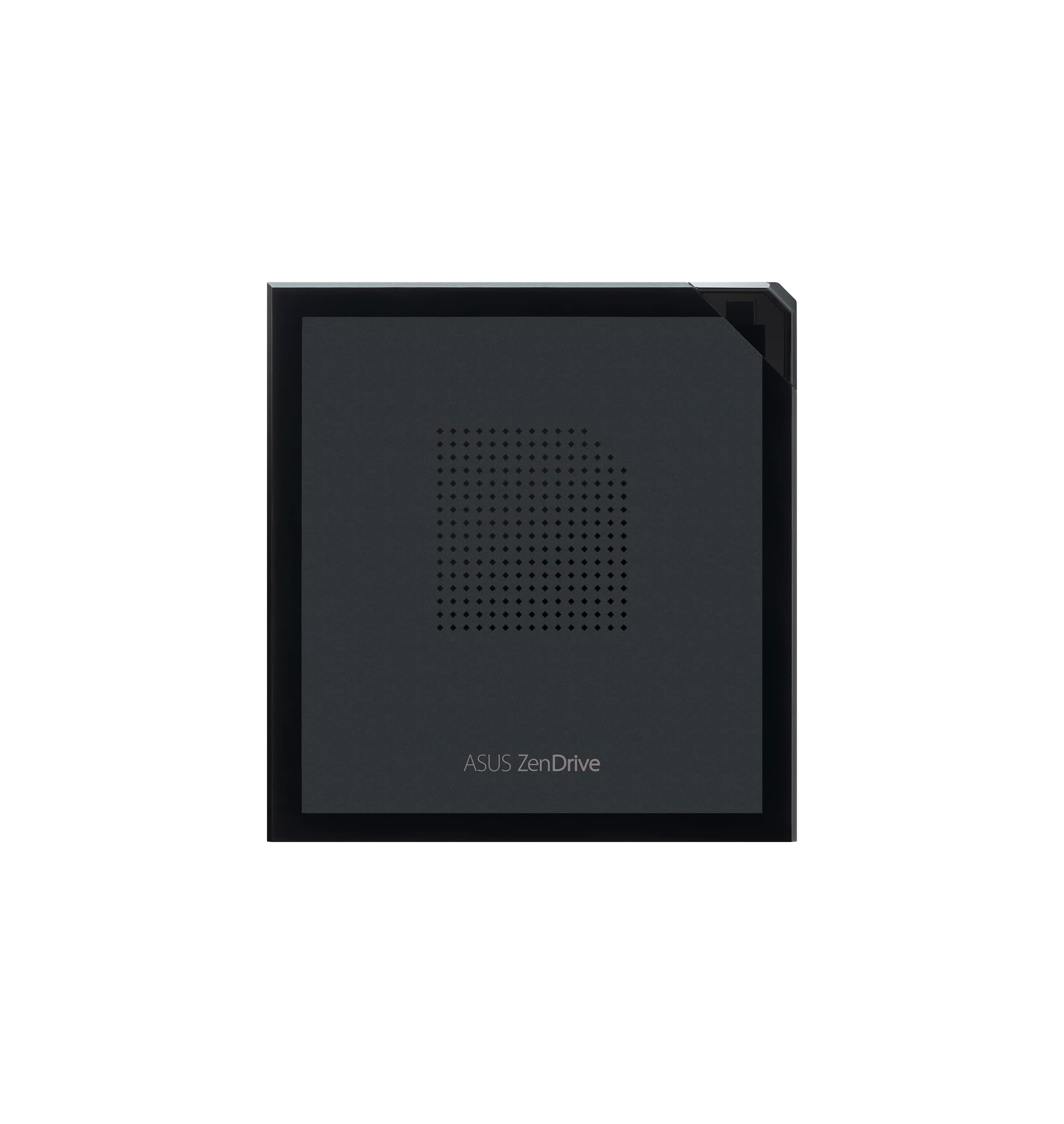 Ein schwarzer ASUS ZenDrive externer Speicher mit Lochmuster.