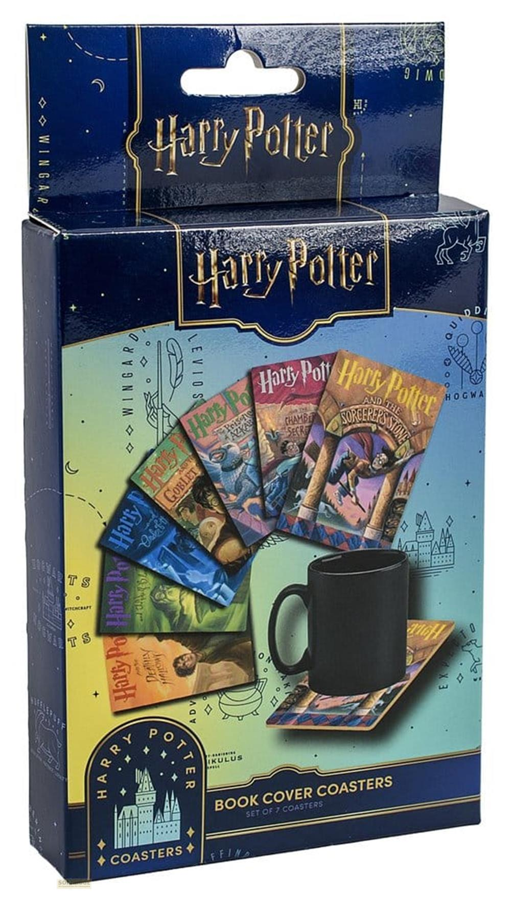 Harry Potter Buchcover-Untersetzer-Set mit schwarzer Tasse