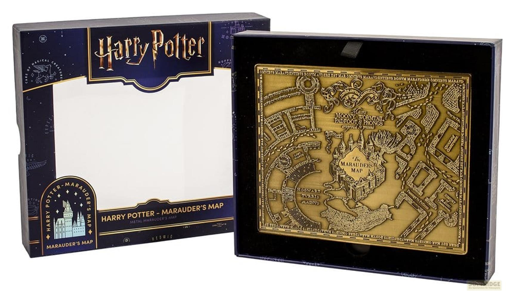 Eine Harry Potter Metallkarte von Marauder in einer Schachtel.
