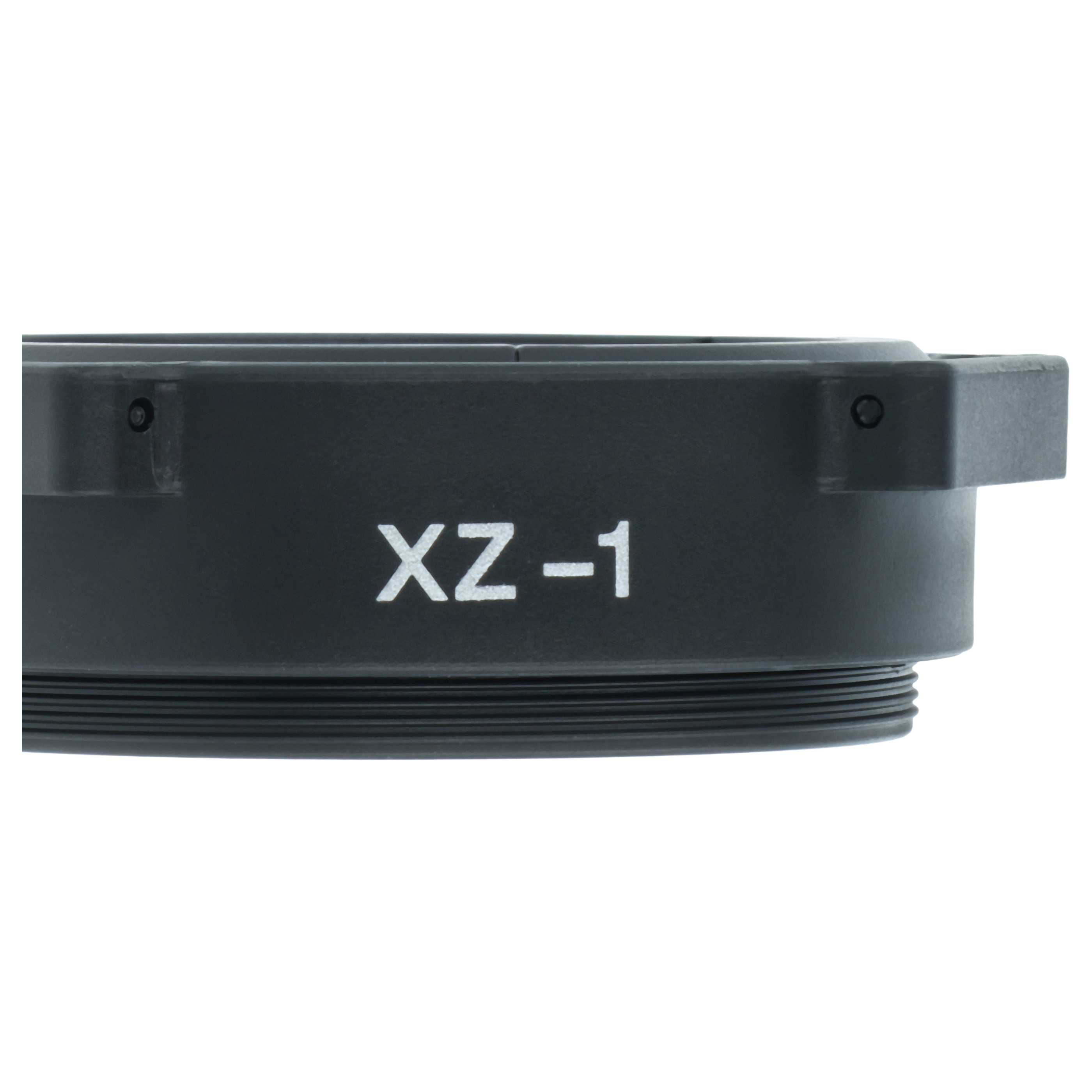 Schwarzer Adapterring mit aufgedrucktem "XZ-1" und Gewinde.