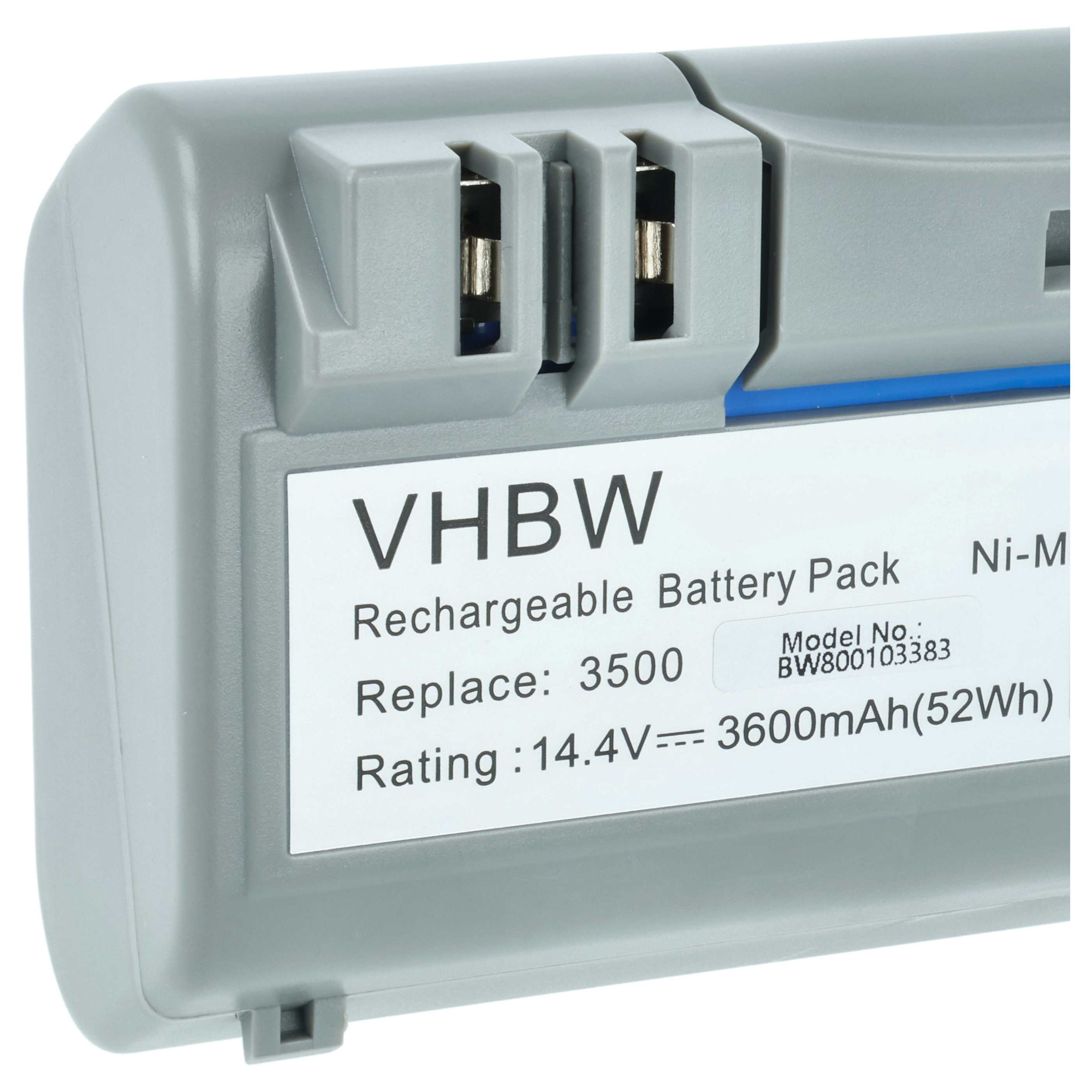 Grauer Akku mit Beschriftung: VHBW, Ni-M, 14.4V, 3600mAh.